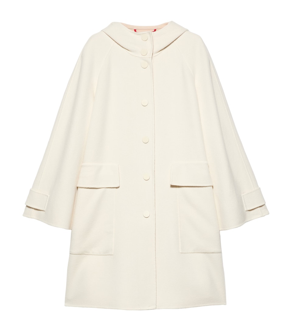 MAX&Co. Womens Wool Hooded Coat Wool White