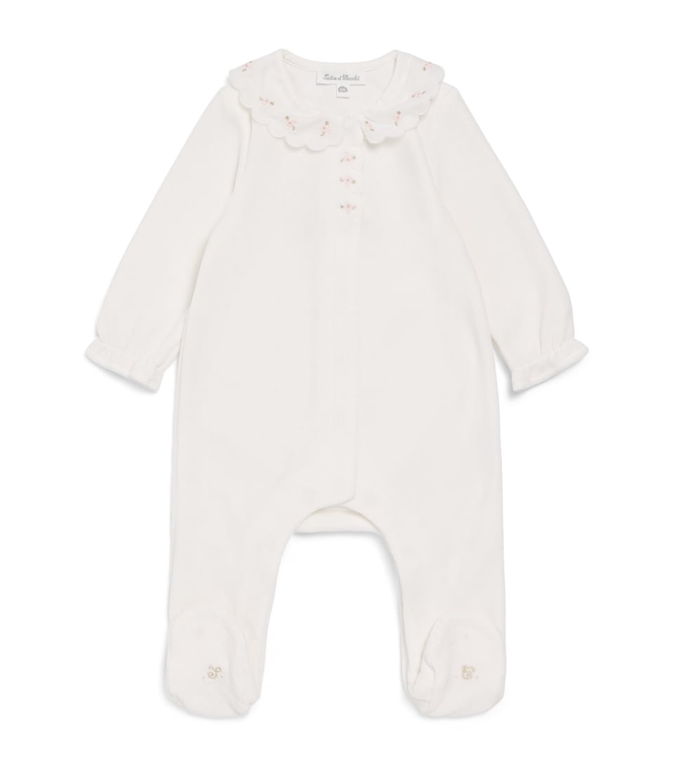 Tartine et Chocolat Floral Embroidered All-In-One (0-24 Months) Nacre