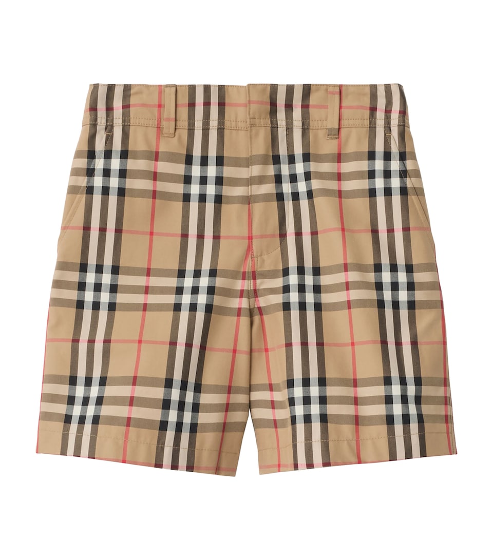 Burberry Kids Oxford Cotton Check Shorts (3-12 Years) Sand Ip Check