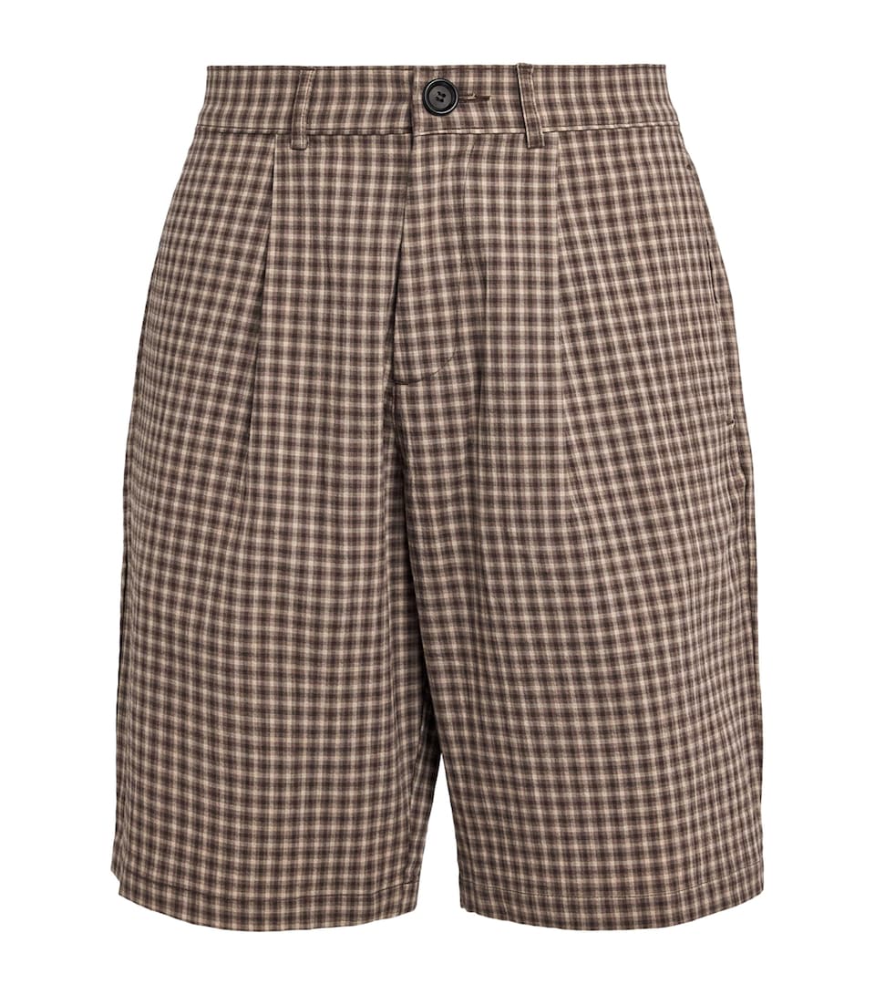 Oliver Spencer Mens Pleated Chino Shorts Brown