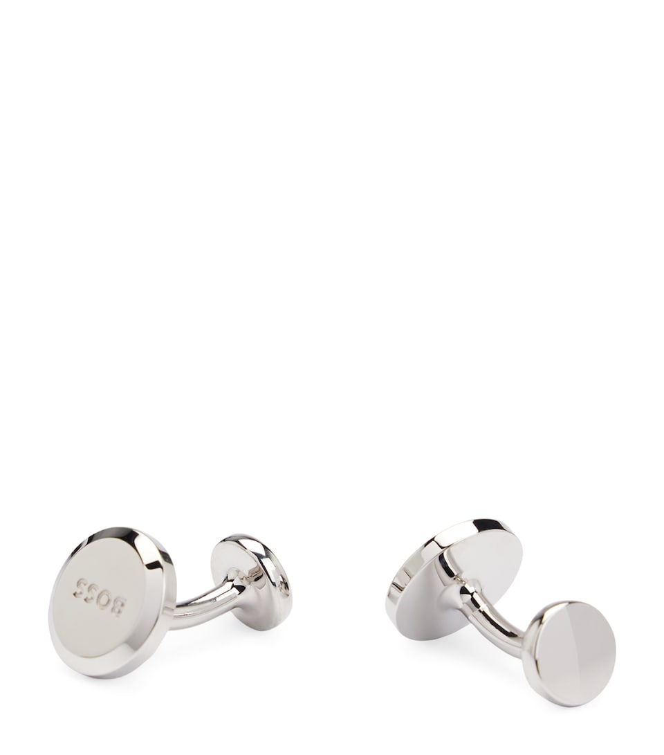 Logo-Embossed Round Cufflinks
