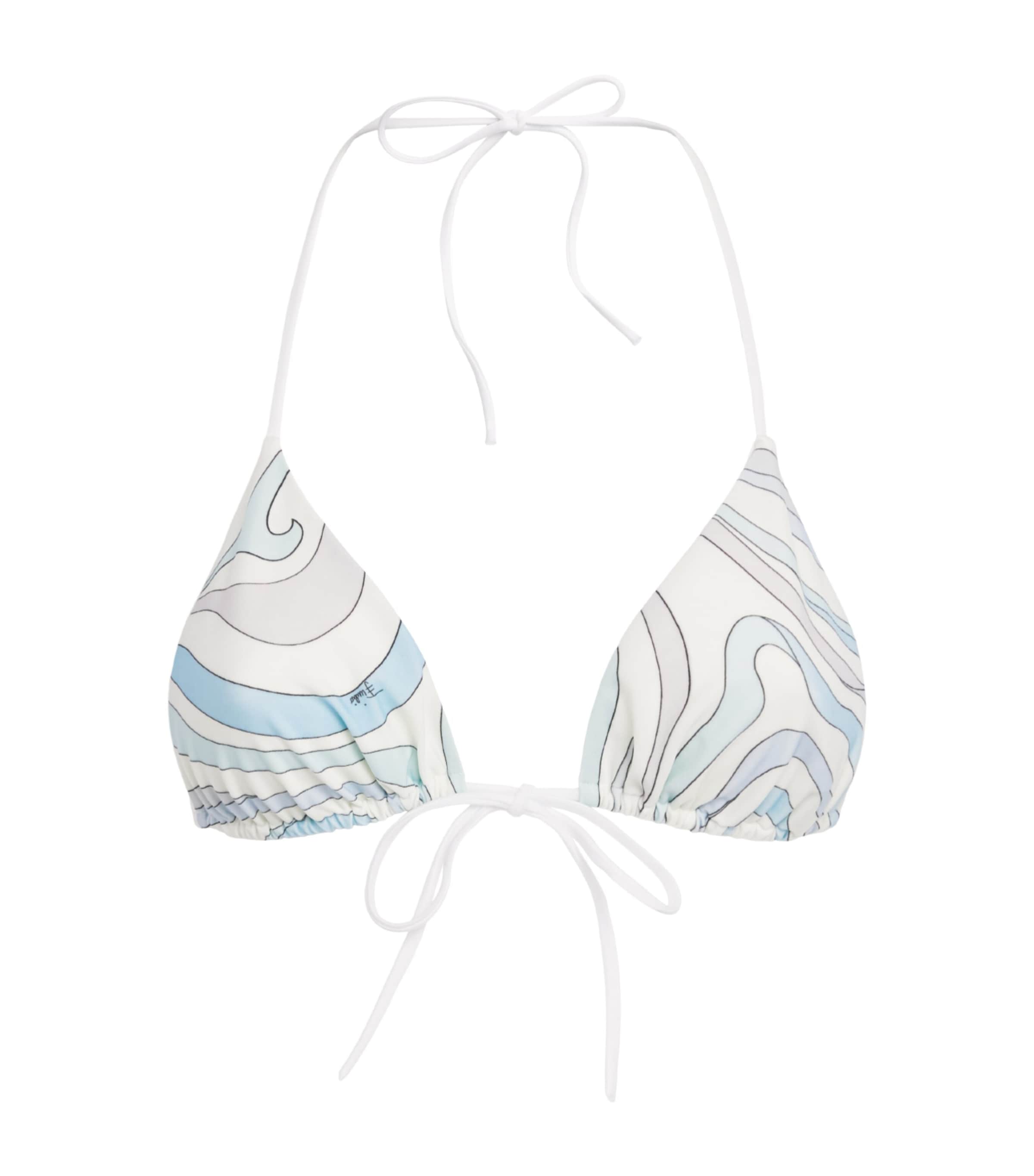 PUCCI Womens Marmo Print Triangle Bikini Top Light Blue