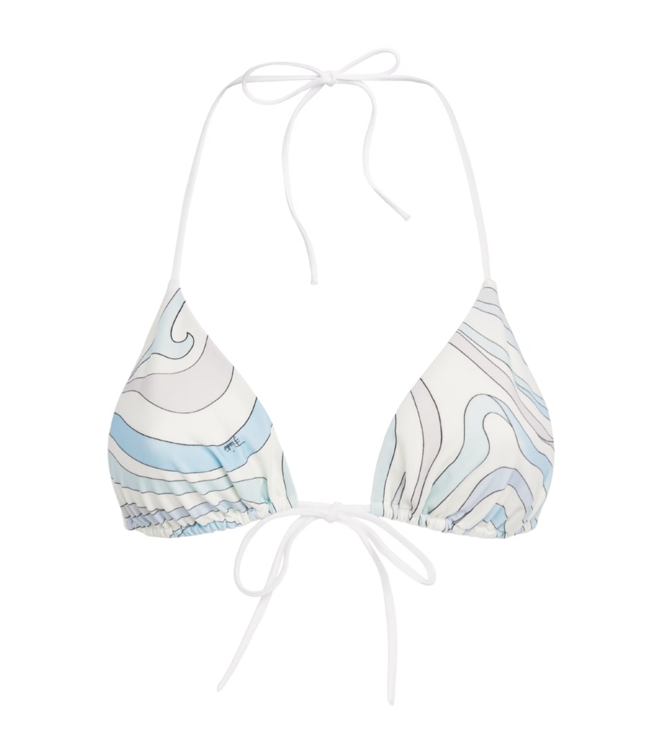 PUCCI Womens Marmo Print Triangle Bikini Top Light Blue