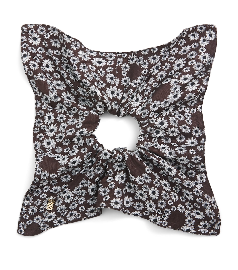Sandro Paris Silk Floral Print Scrunchie Brown