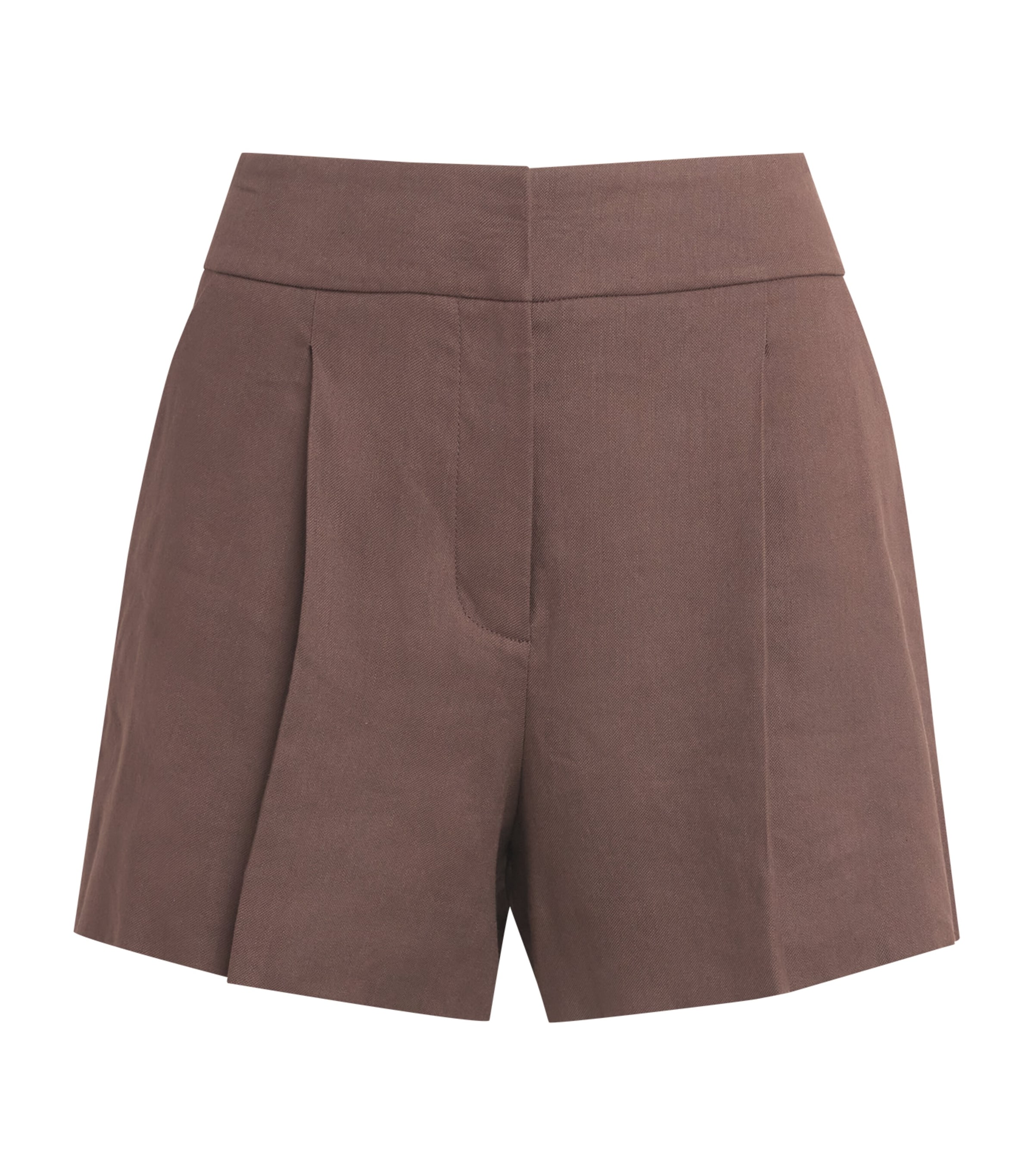 Veronica Beard Womens Linen-Blend Haina Pleated Shorts Dark Mocha