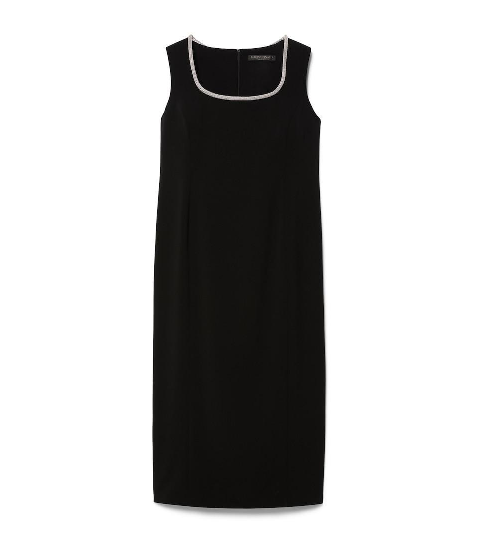 Embellished Square-Neck Midi Dress