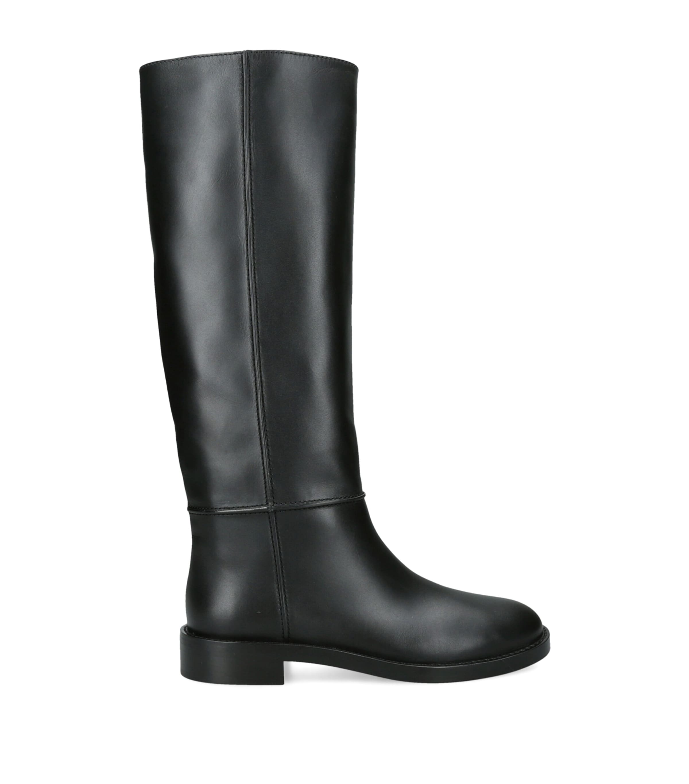 Gianvito Rossi Leather Knee-High Riding Boots Black
