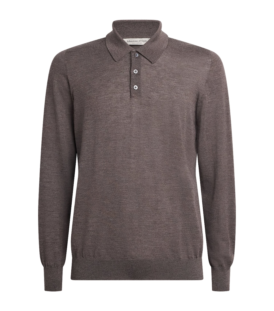 Johnstons Of Elgin Mens Superfine Cashmere Polo Shirt Ash