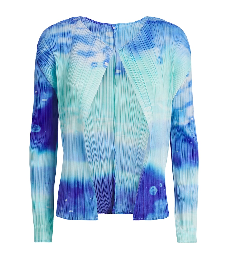 Pleats Please Issey Miyake Womens Sea Bubble Cardigan Blue