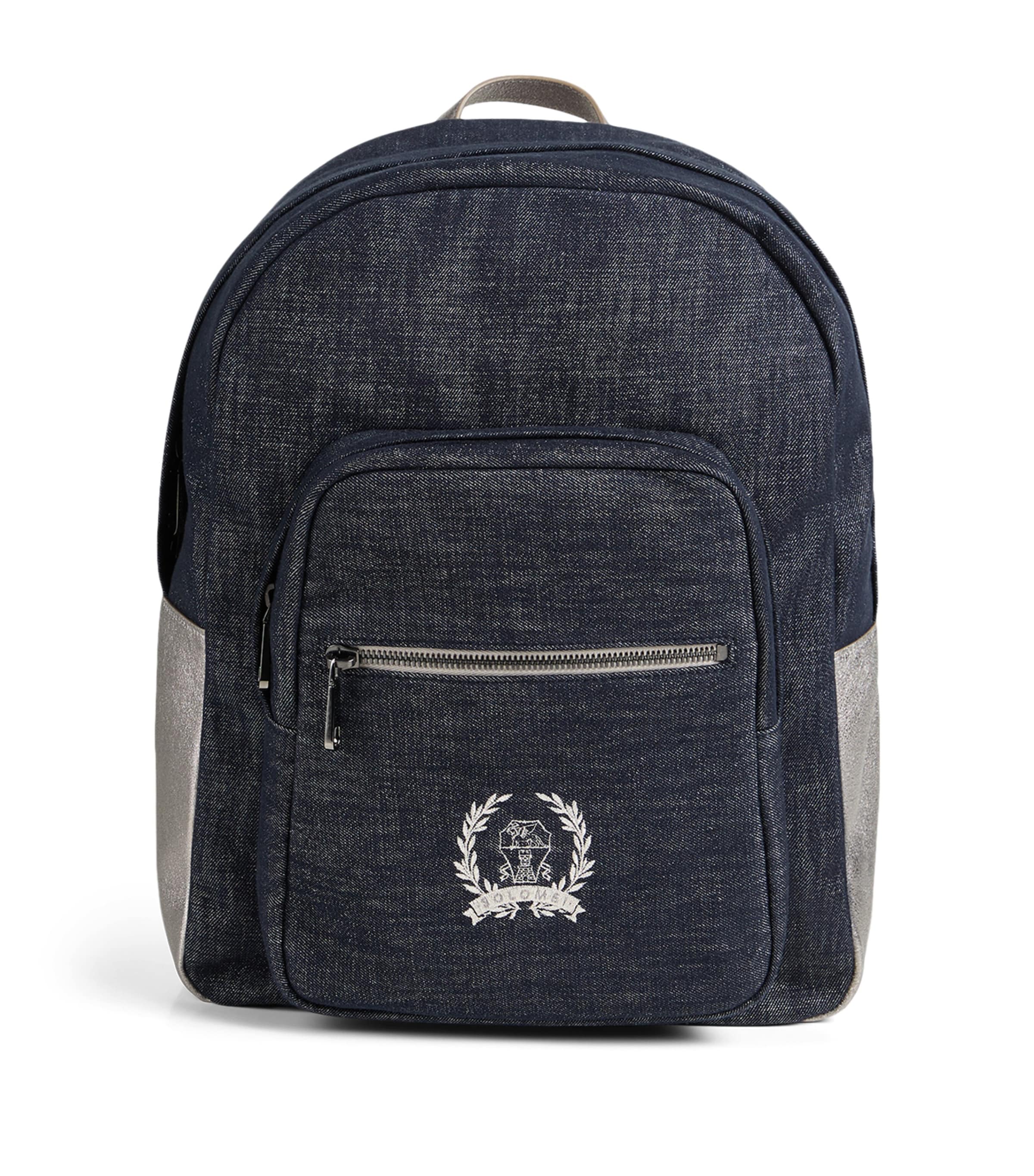 Sparkly Denim Embroidered Backpack