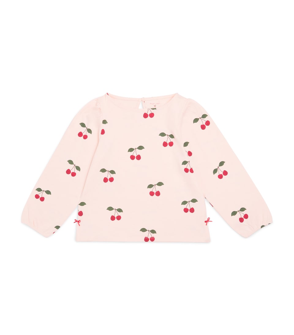 KONGES SLOJD Organic Cotton Cherry Print T-Shirt (2-8 Years) Peony