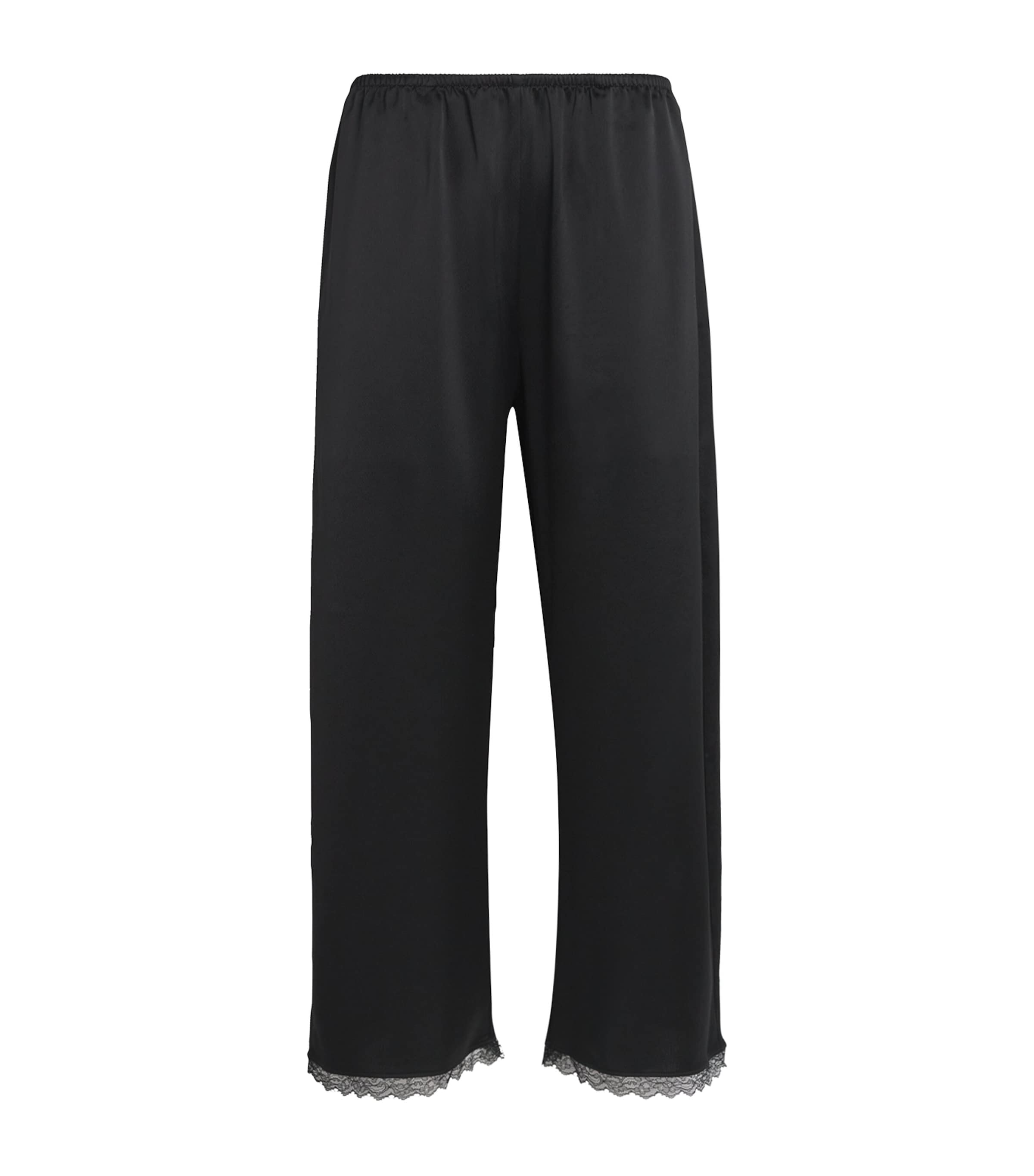 Satin Lace-Trim Barb Cropped Trousers