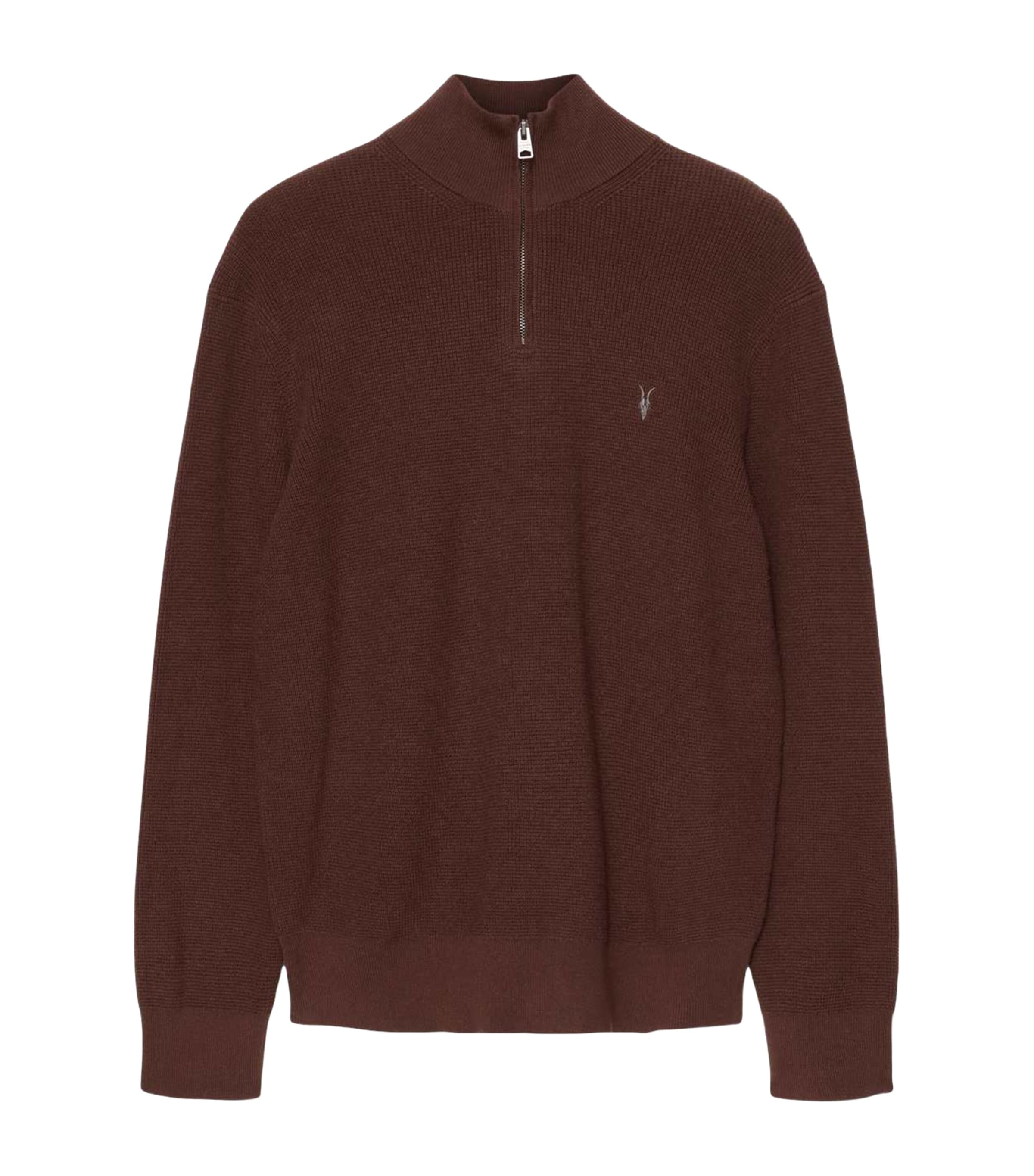 AllSaints Mens Funnel-Neck Aspen Sweater Hot Choc Brown