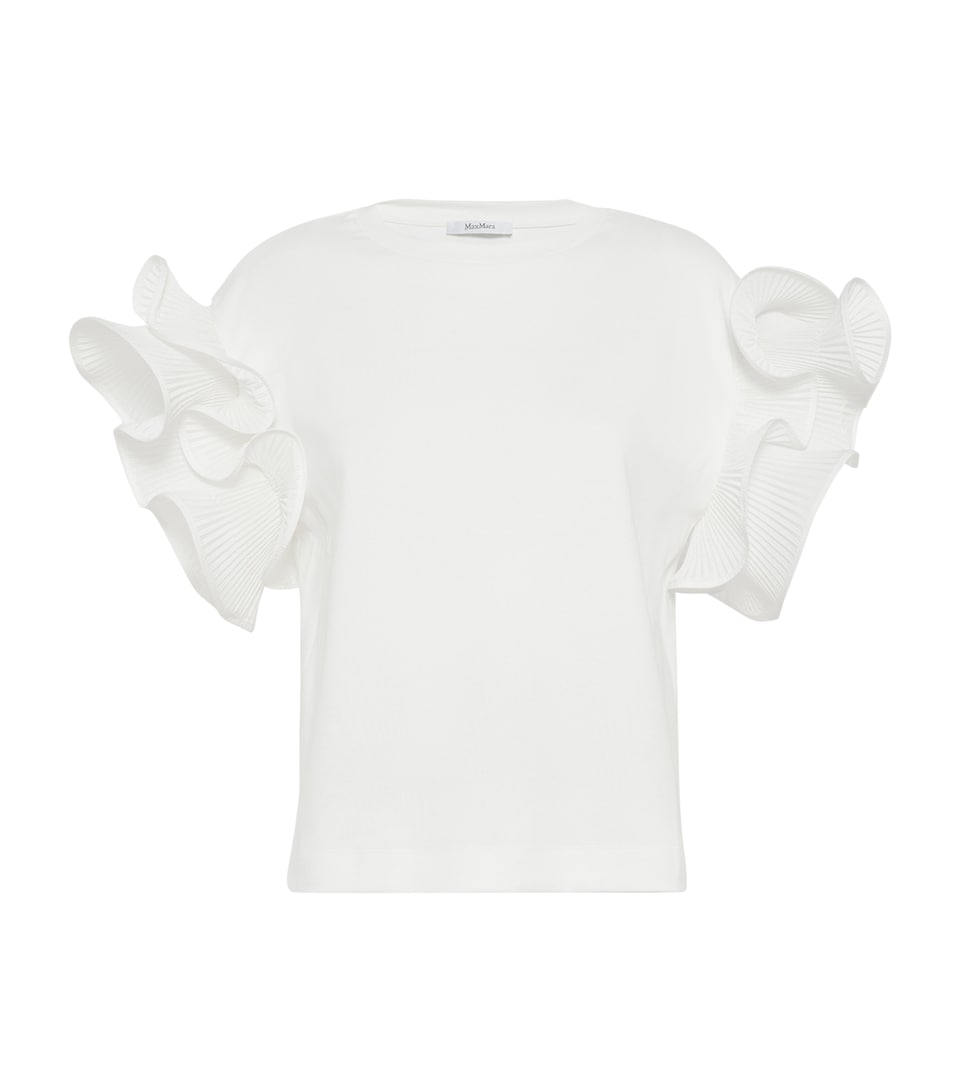 Max Mara Womens Cotton Jersey Ruffle T-Shirt White