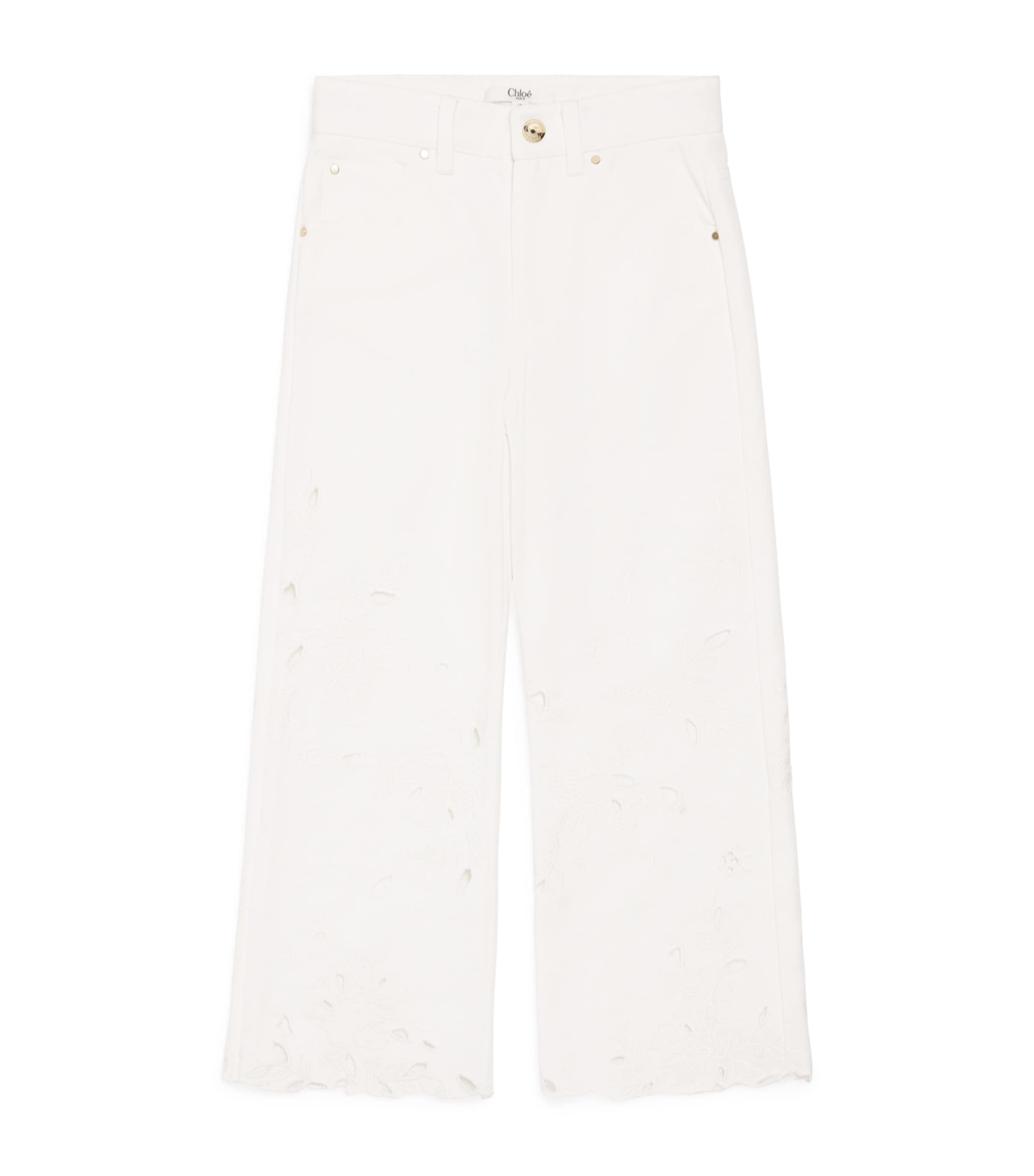 Embroidered Cut-Out Straight Jeans (4-14 Years)