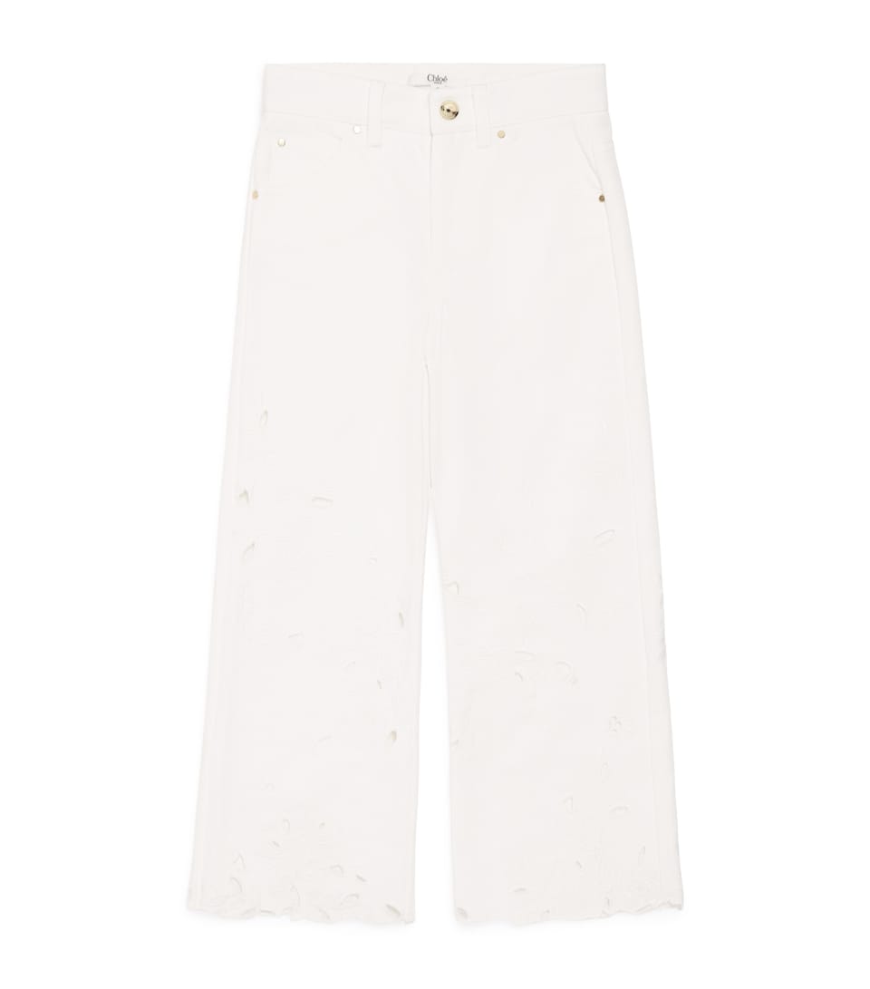 Embroidered Cut-Out Straight Jeans (4-14 Years)