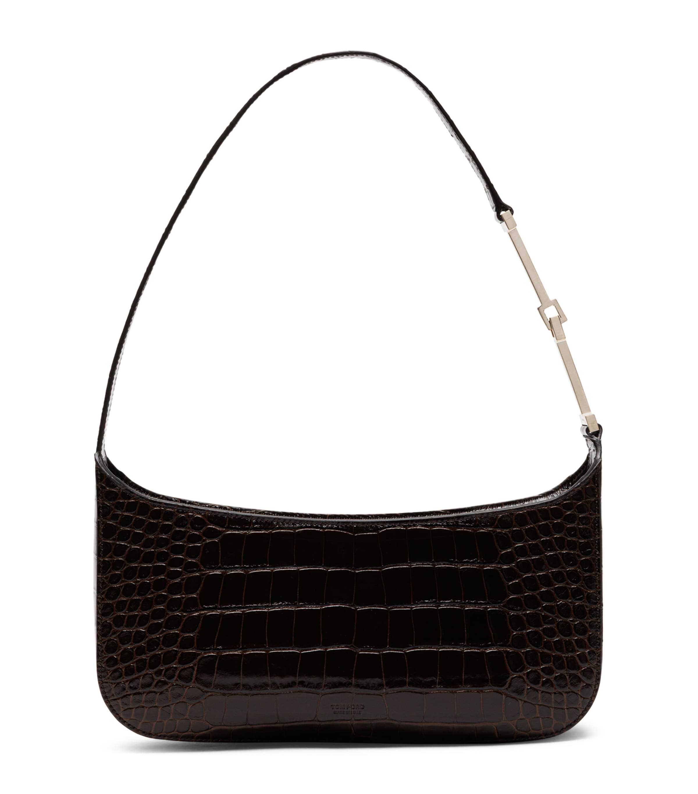 TOM FORD Small Croc-Embossed Leather Arc Shoulder Bag Ecc
