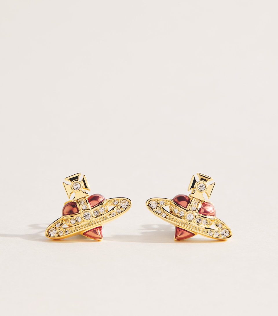 Vivienne Westwood Diamante Heart Earrings Gd Qtz Crs