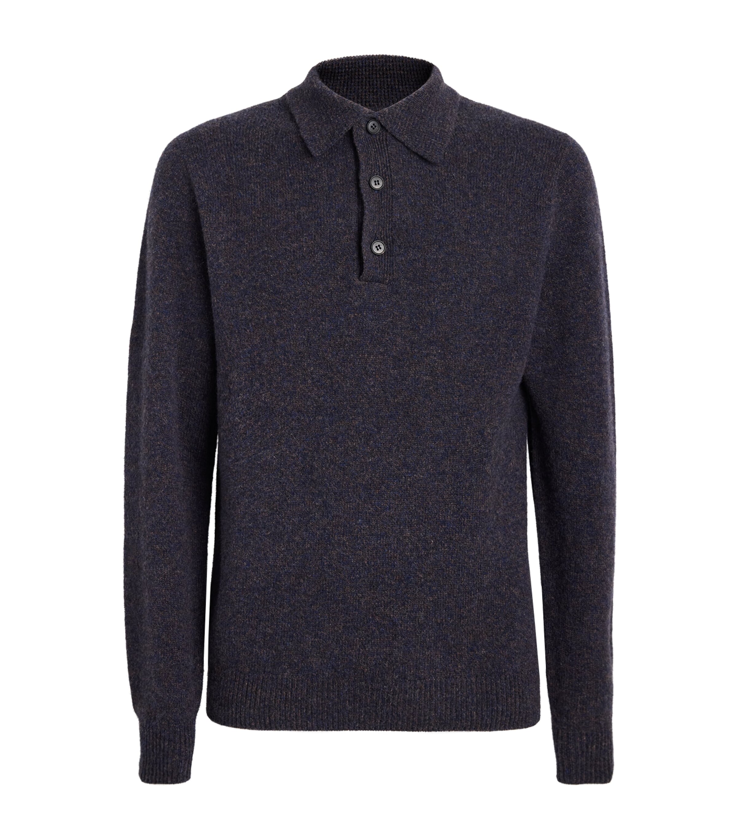 Sunspel Mens Lambswool Knitted Polo Sweater Midnight Navy T