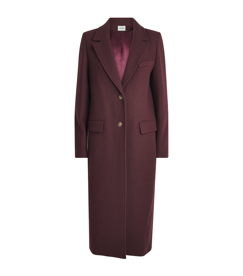 Claudie Pierlot Womens Wool-Blend Long Coat Burgundy