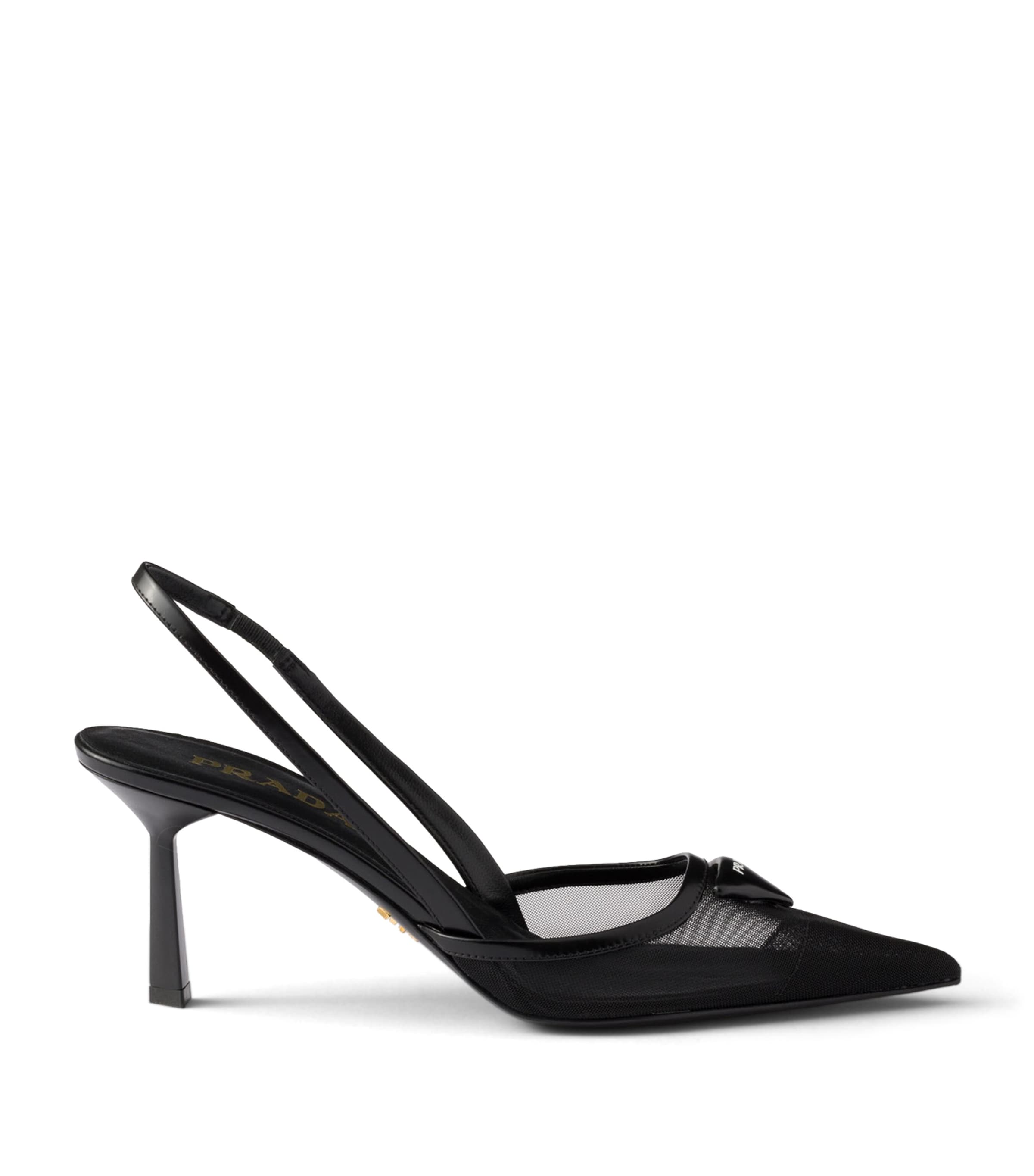 Prada Mesh Triangle Slingback Pumps 75 Black