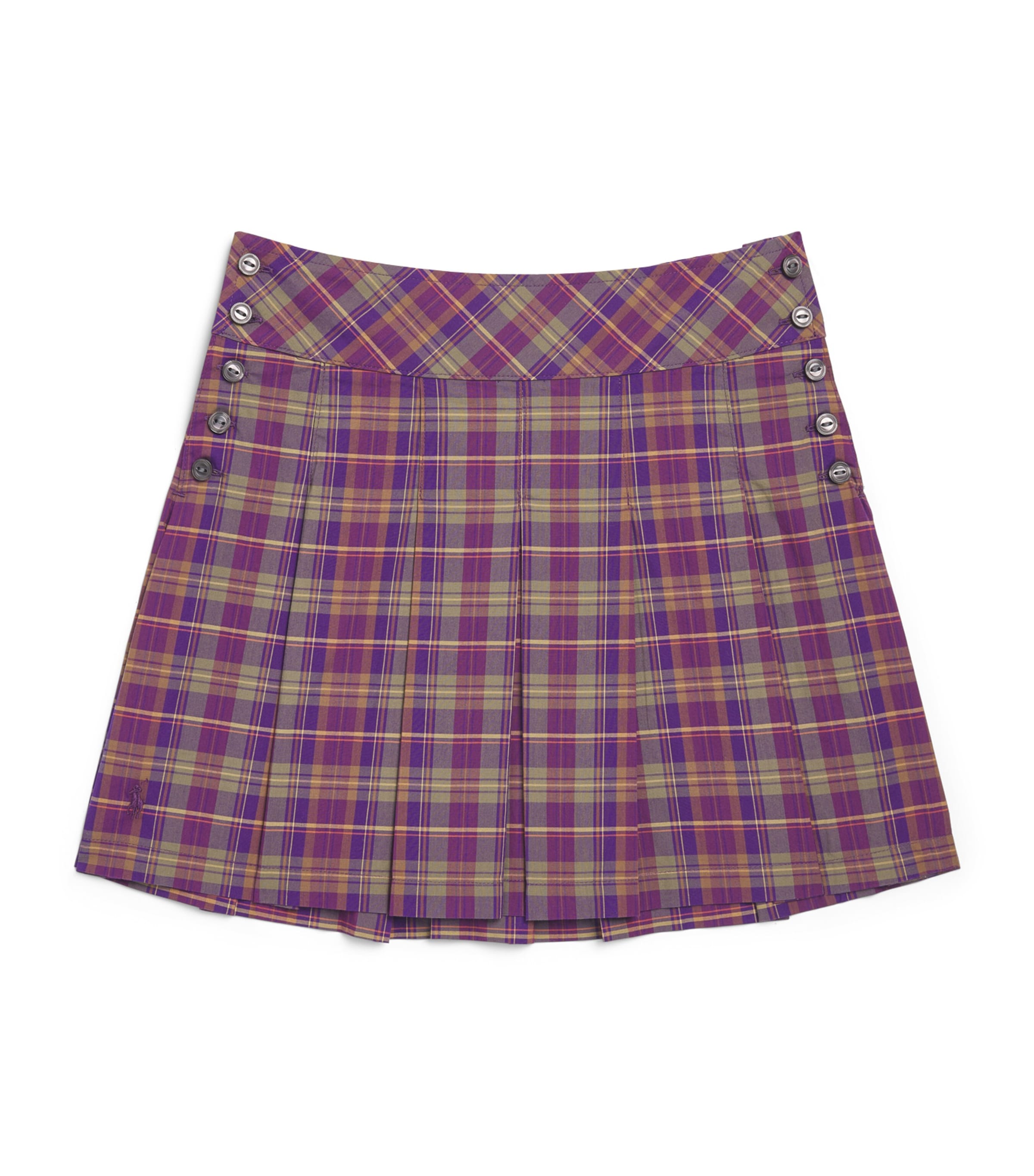 Ralph Lauren Kids Cotton Plaid Pleated Skirt (2-6.5 Years) Prple Grn Plaid