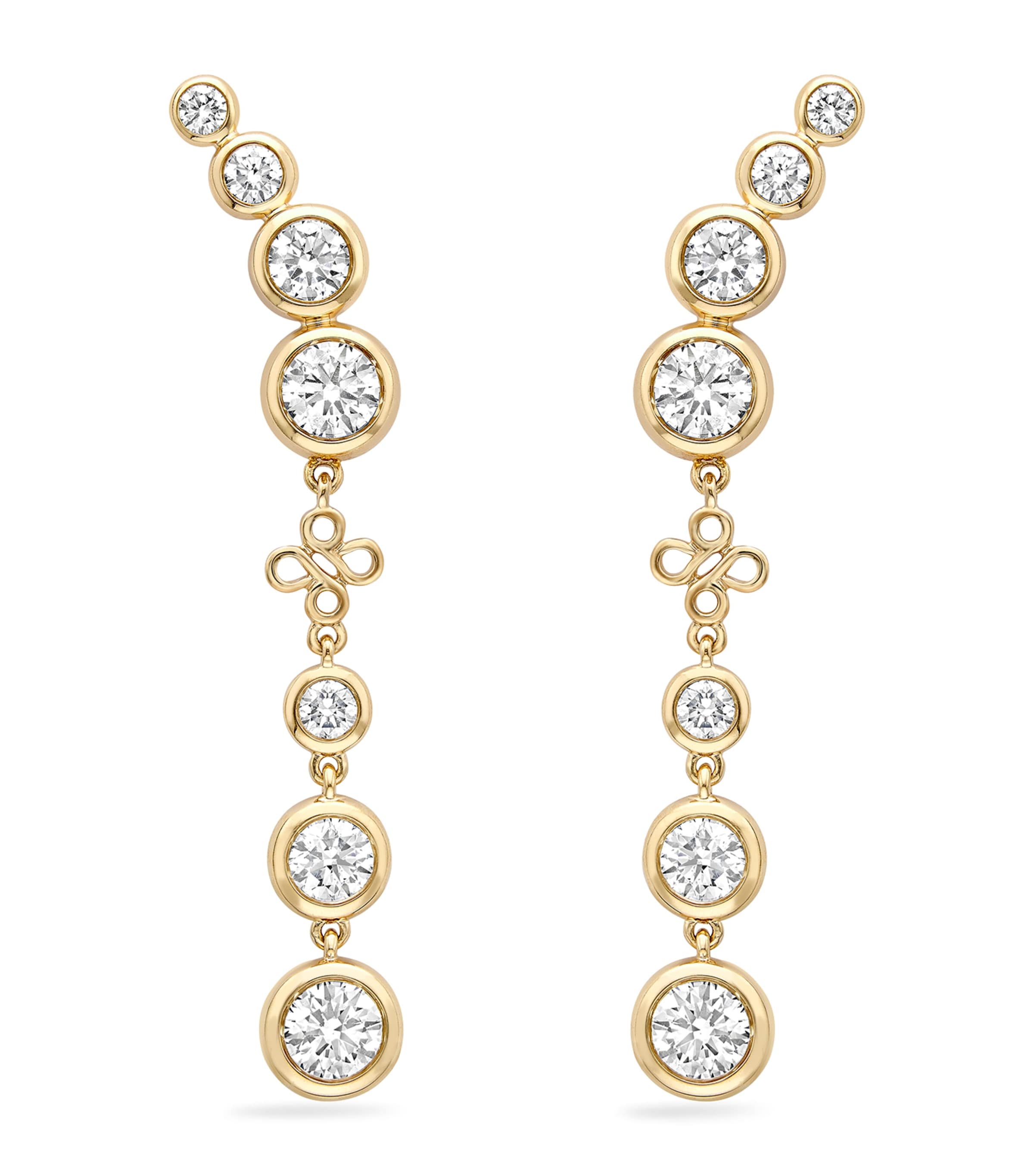 Yellow Gold and Diamond Long Beach Earrings
