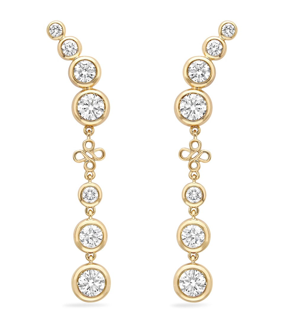 Yellow Gold and Diamond Long Beach Earrings