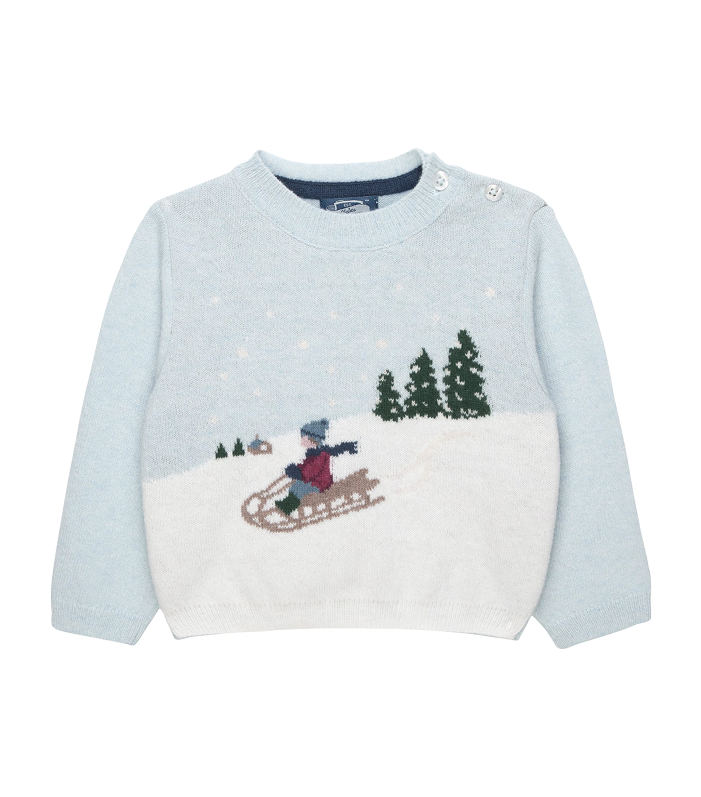 Trotters Alpine Snow Sweater (3-24 Months) Pale Blue