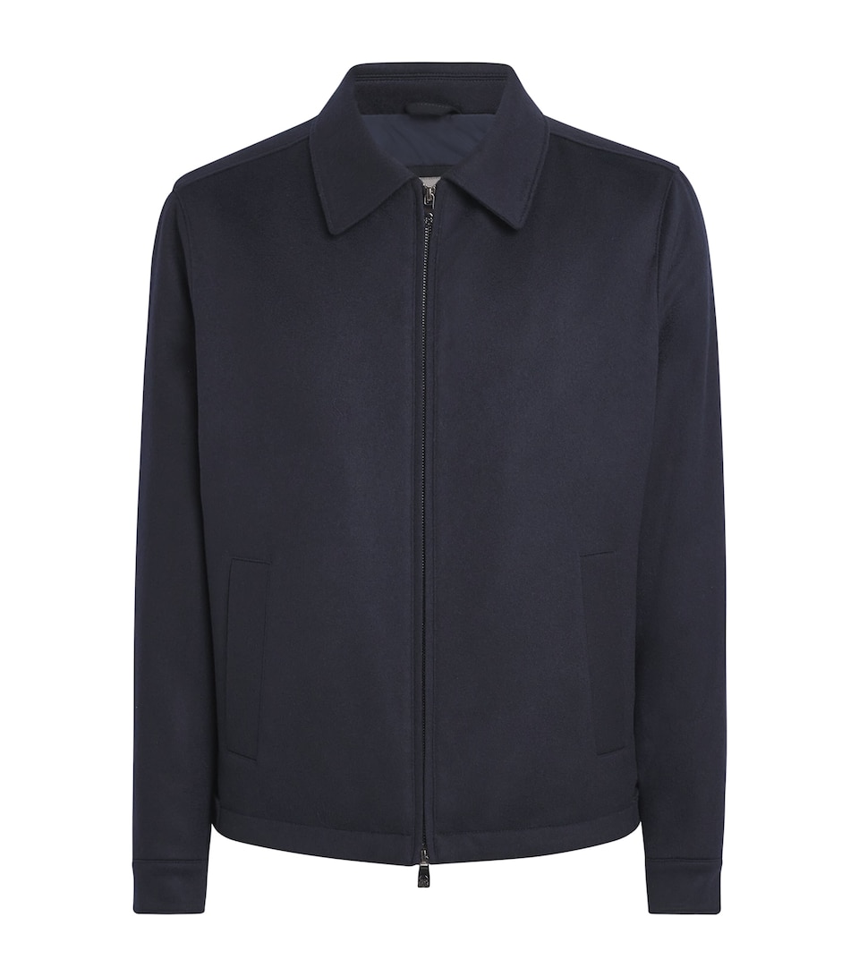 Corneliani Mens Cashmere Collar Jacket Navy Blue