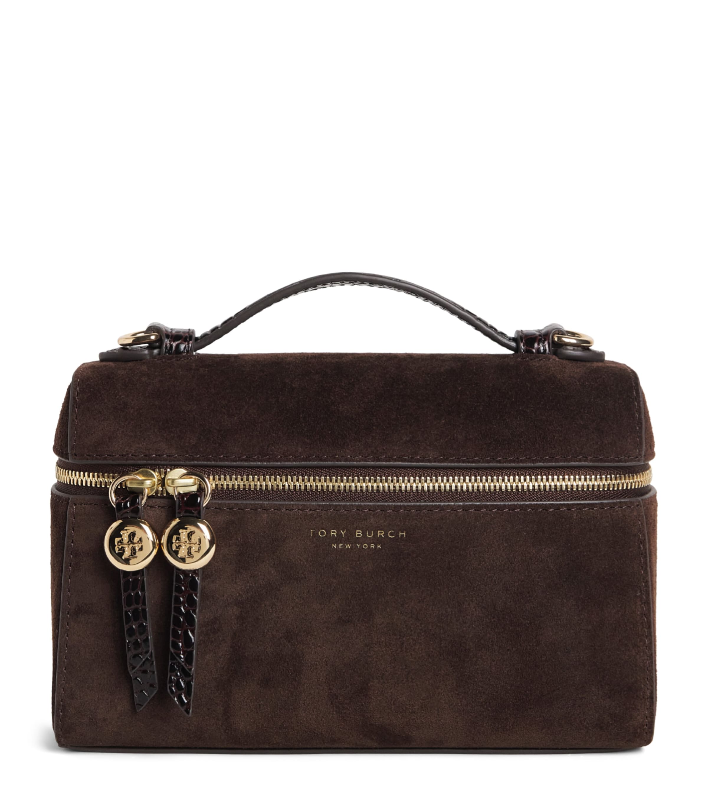 Tory Burch Suede Romy Clutch Bag Dark Cocoa
