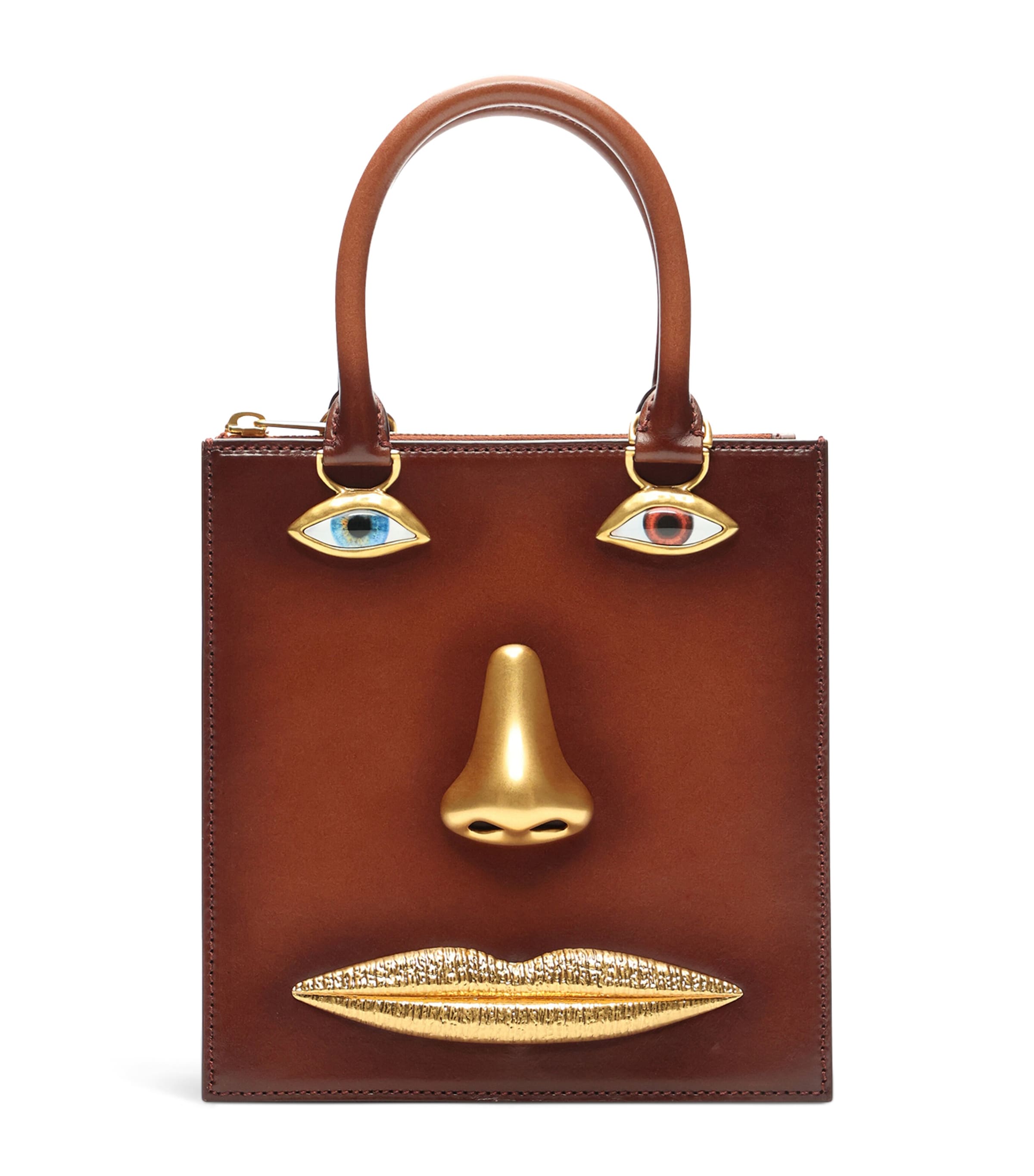 Schiaparelli Leather Face Top-Handle Bag Cognac