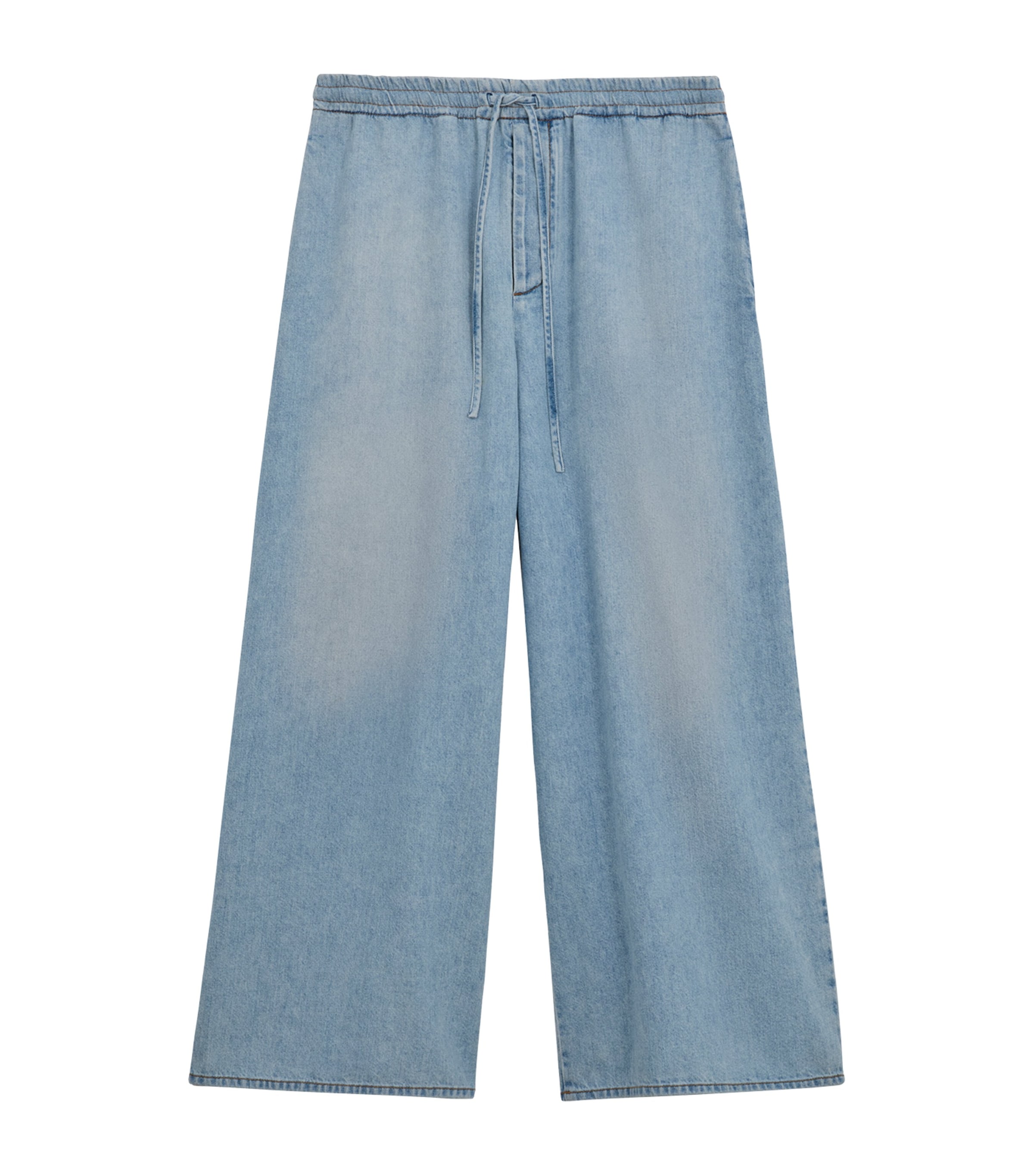 LOEWE Mens Drawstring Denim Trousers Washed Blue