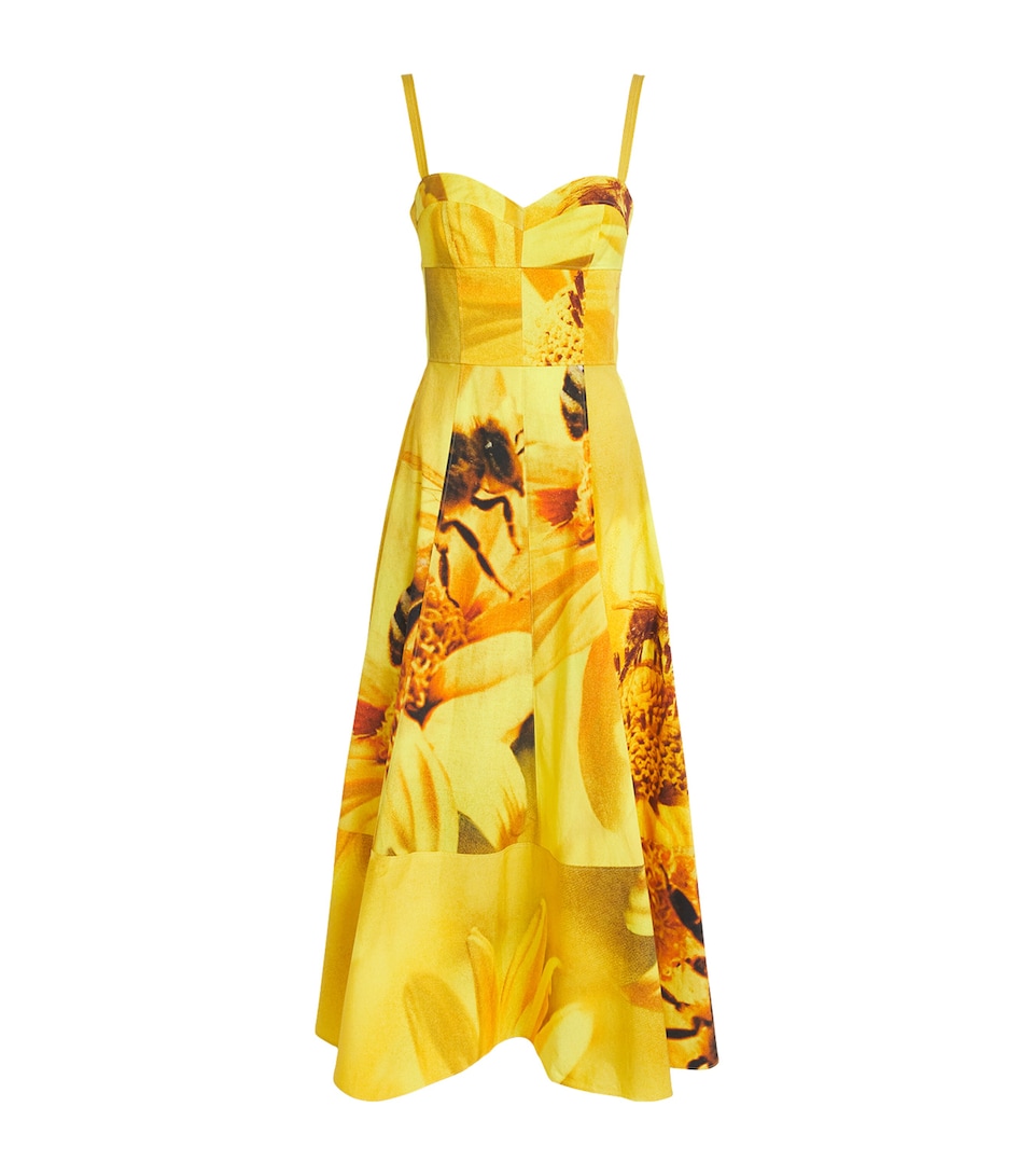 Stretch-Cotton Bee Midi Dress