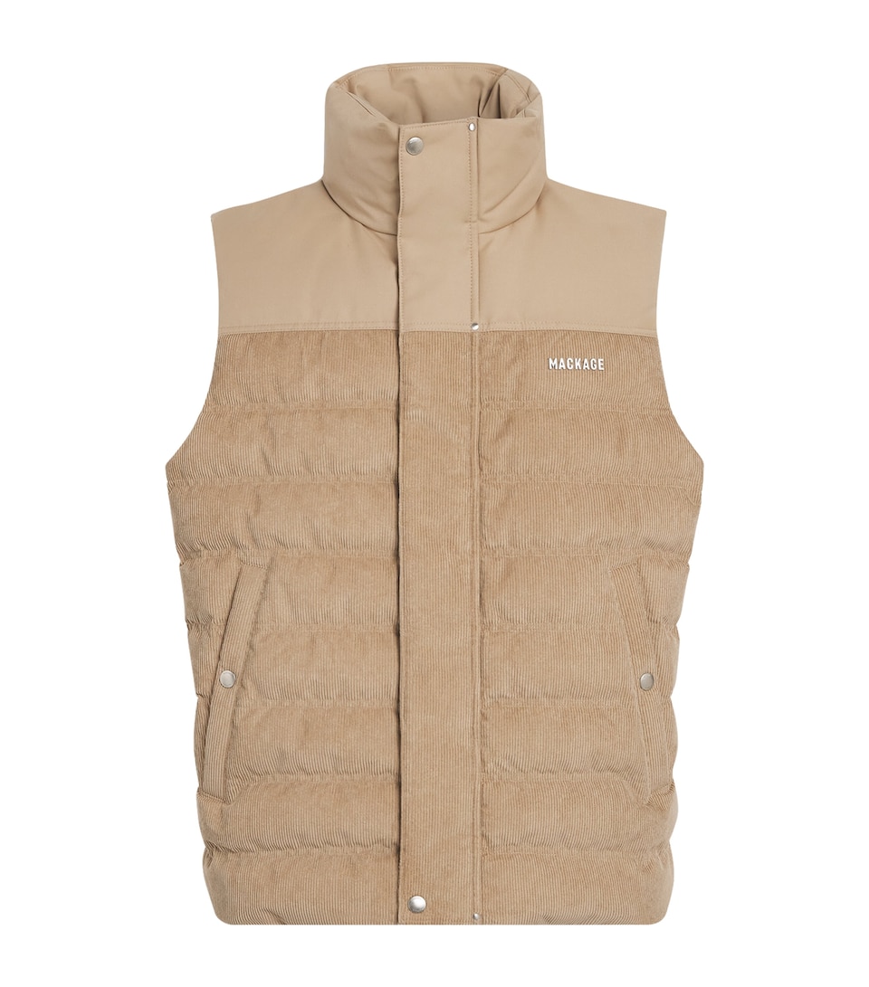 Mackage Mens Corduroy Down-Padded Gilet Light Camel