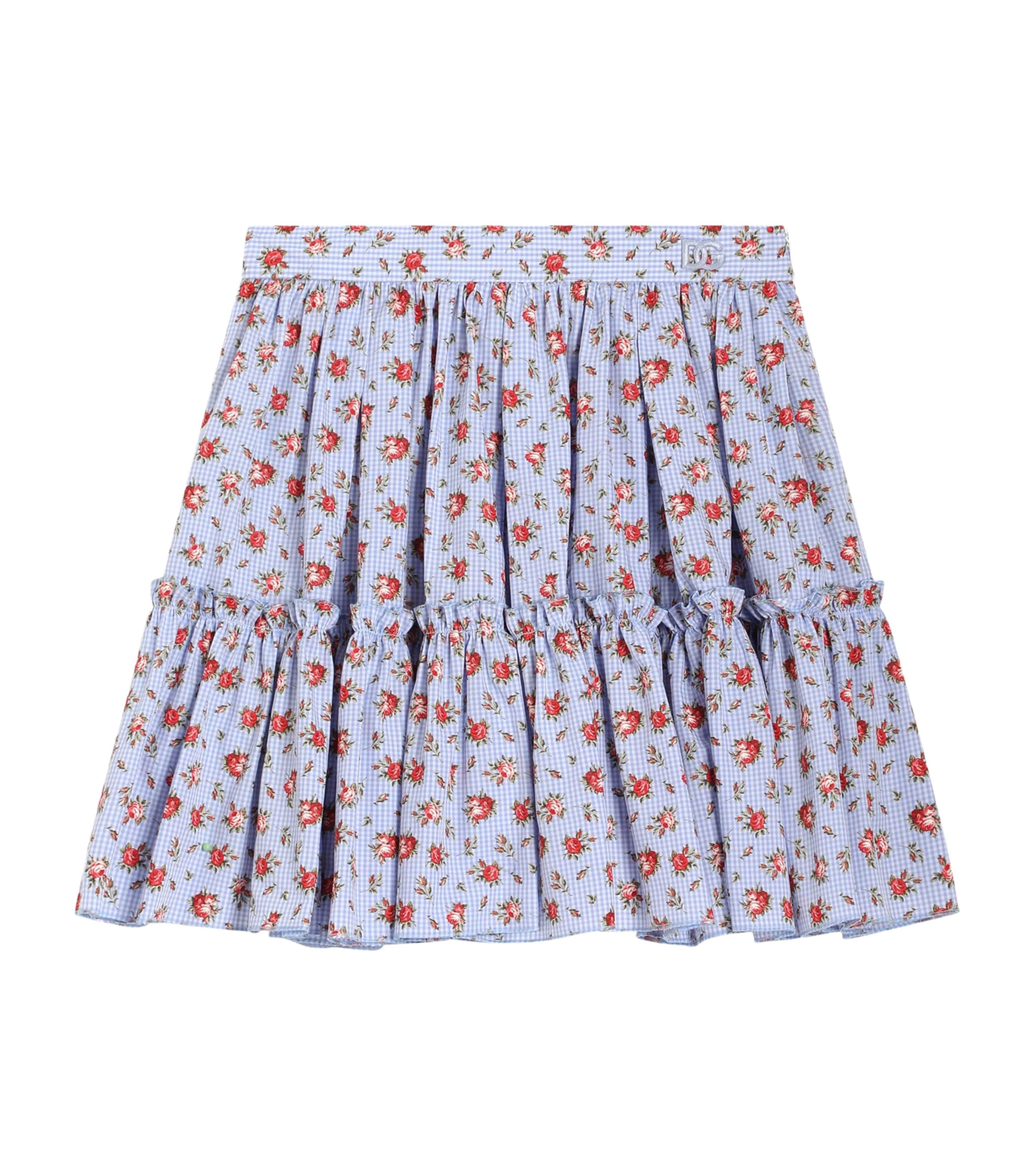 Dolce&Gabbana Kids Cotton Rose-Print Skirt (8-12+ Years) Roselline F.ce
