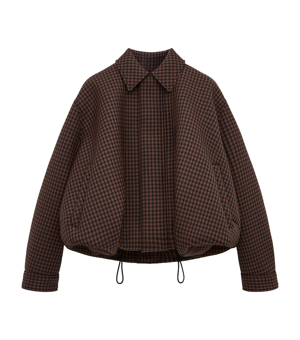 LOEWE Womens Wool-Blend Drawstring Jacket Brown/black
