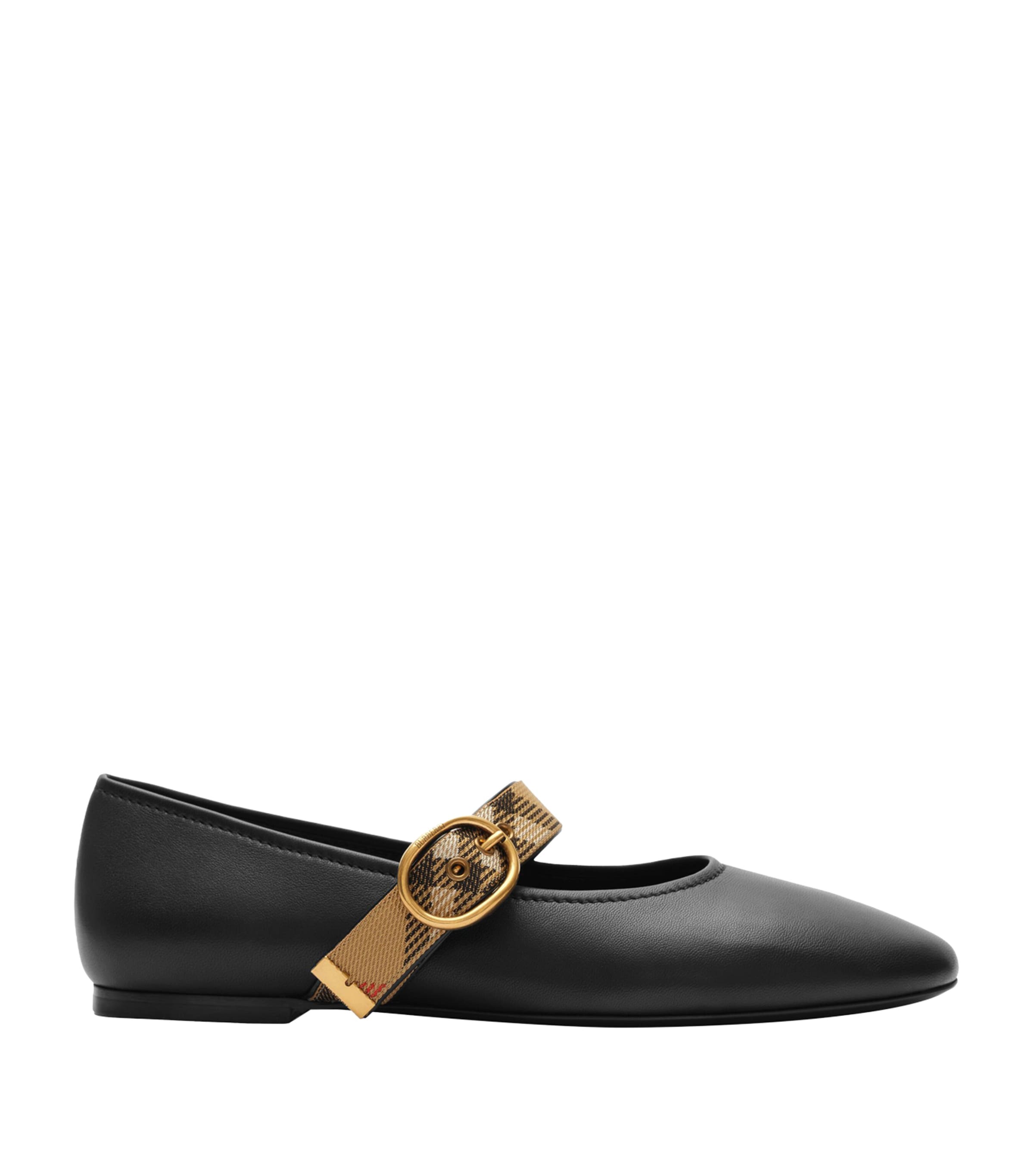 Burberry Leather Robin Ballet Flats Black