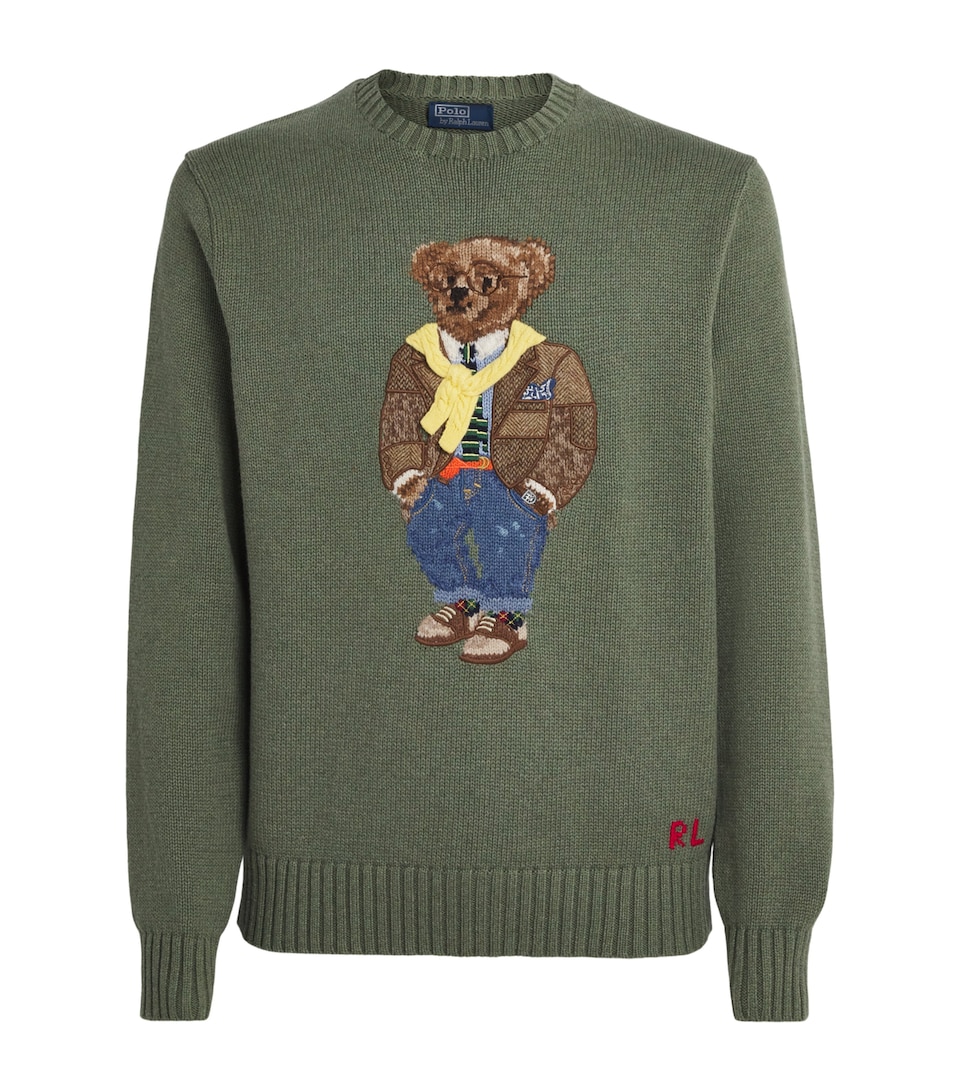 Cotton Embroidered Polo Bear Sweater