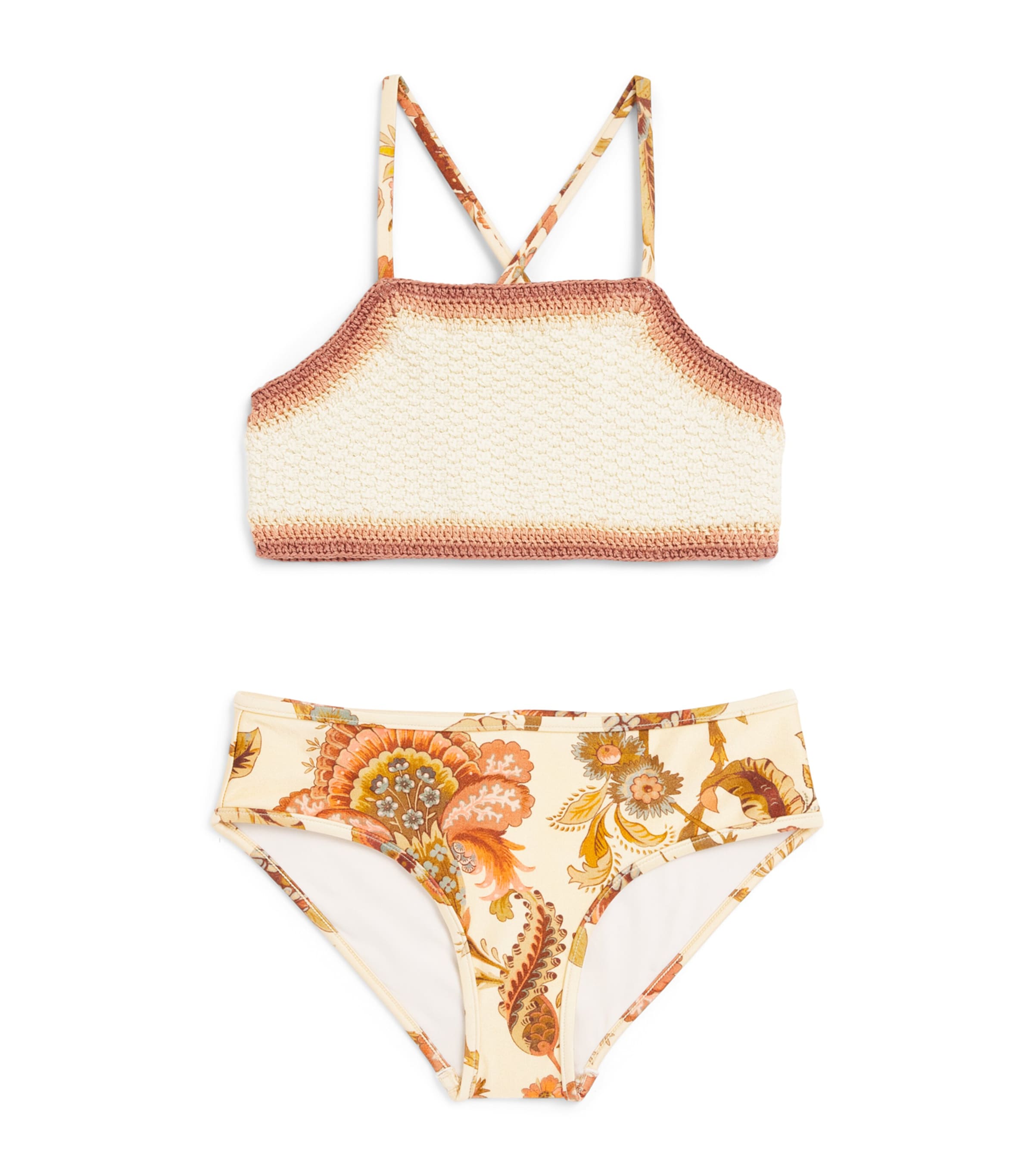 Zimmermann Kids Crochet Aster Bikini (2-12 Years) Cream Jacobean