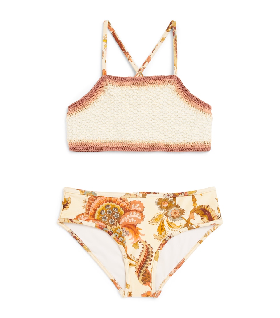 Zimmermann Kids Crochet Aster Bikini (2-12 Years) Cream Jacobean