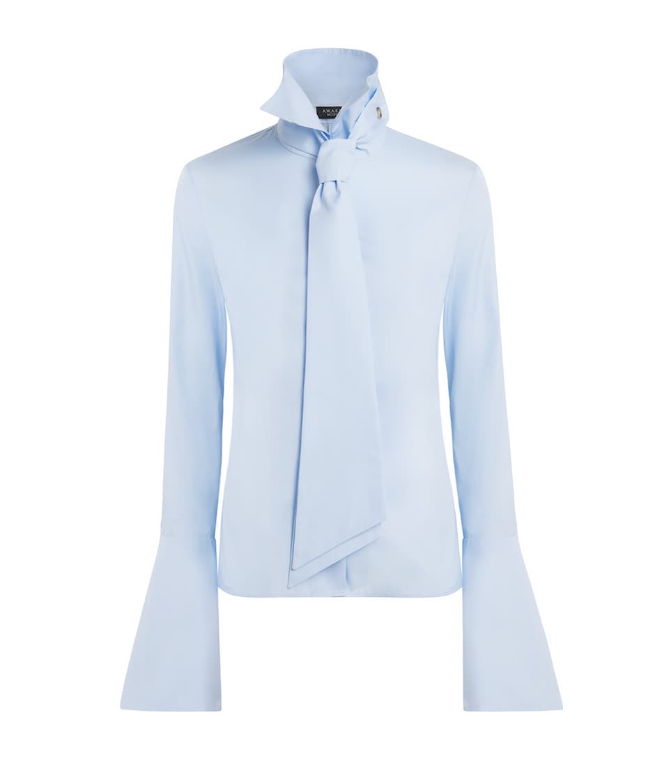 A.W.A.K.E. Mode Womens Cotton Victorian Shirt Light Blue