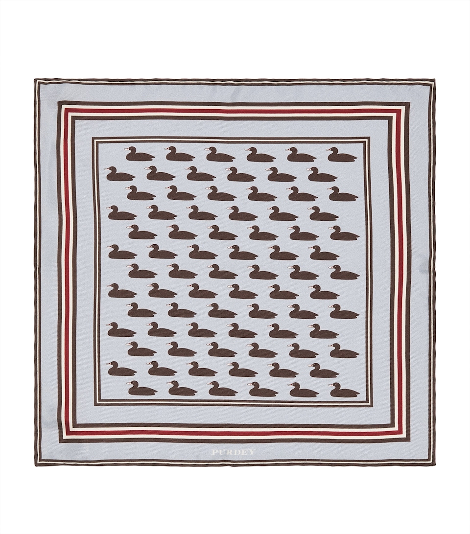 Purdey Silk Duck Decoy Pocket Square Sky