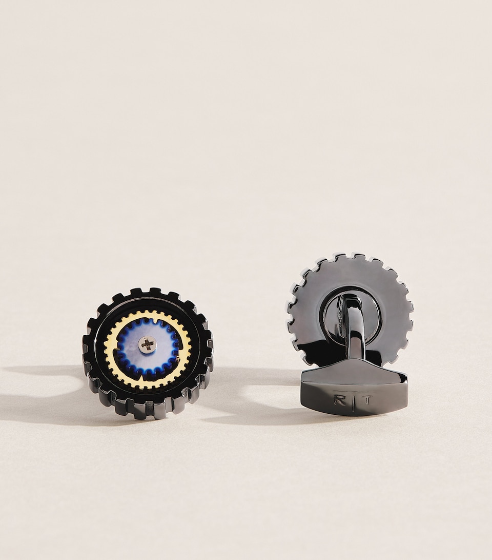 Tateossian Gear Cufflinks Black