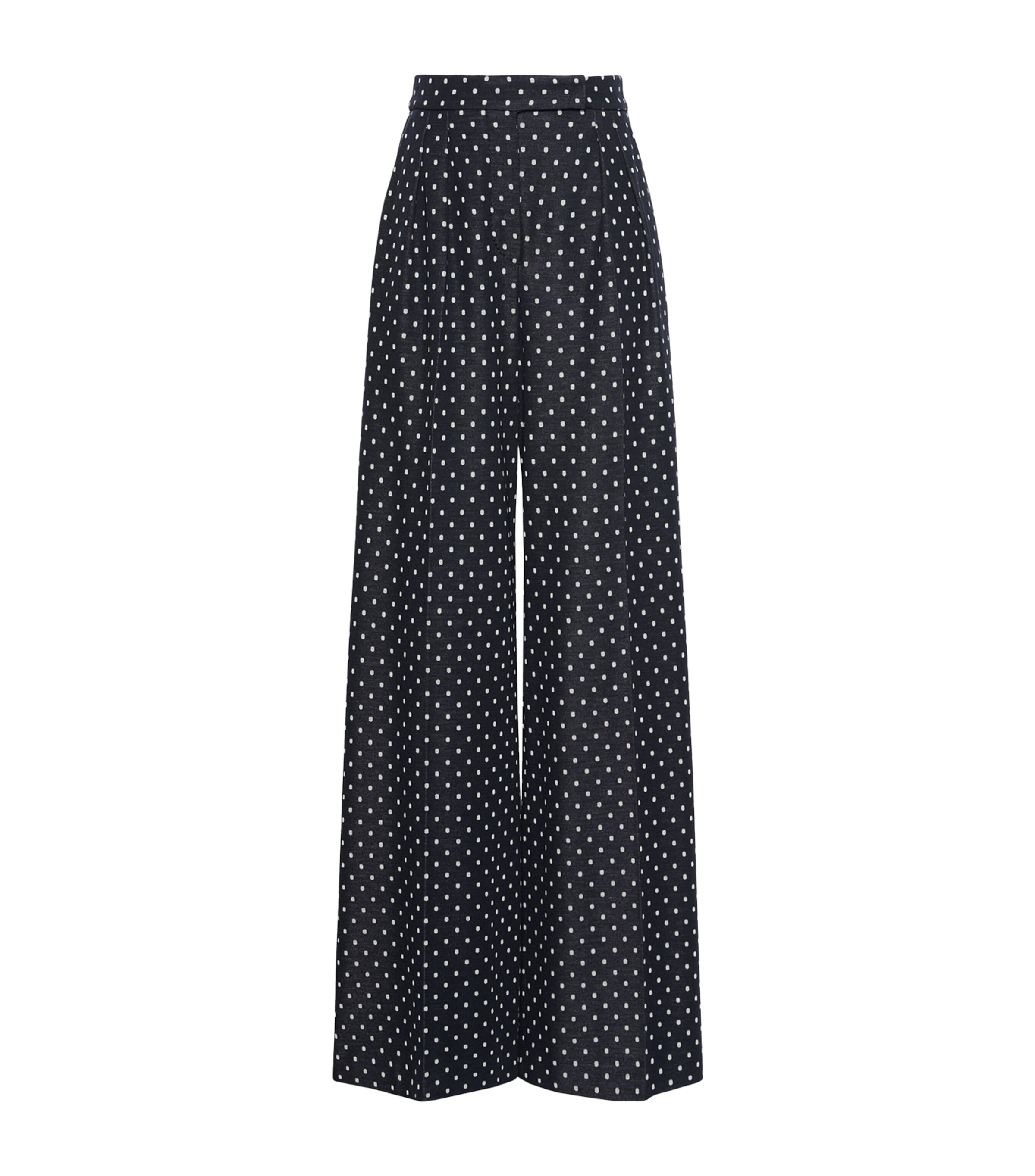 Max Mara Womens Polka Dot Wide-Leg Trousers Ultramarine