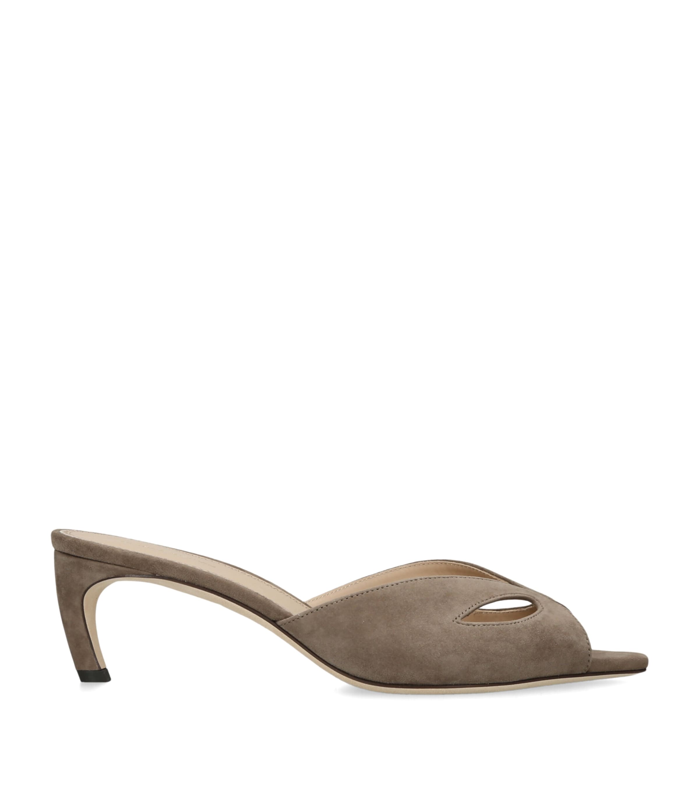 Victoria Beckham Suede Harlow Mask Mules 55 Taupe