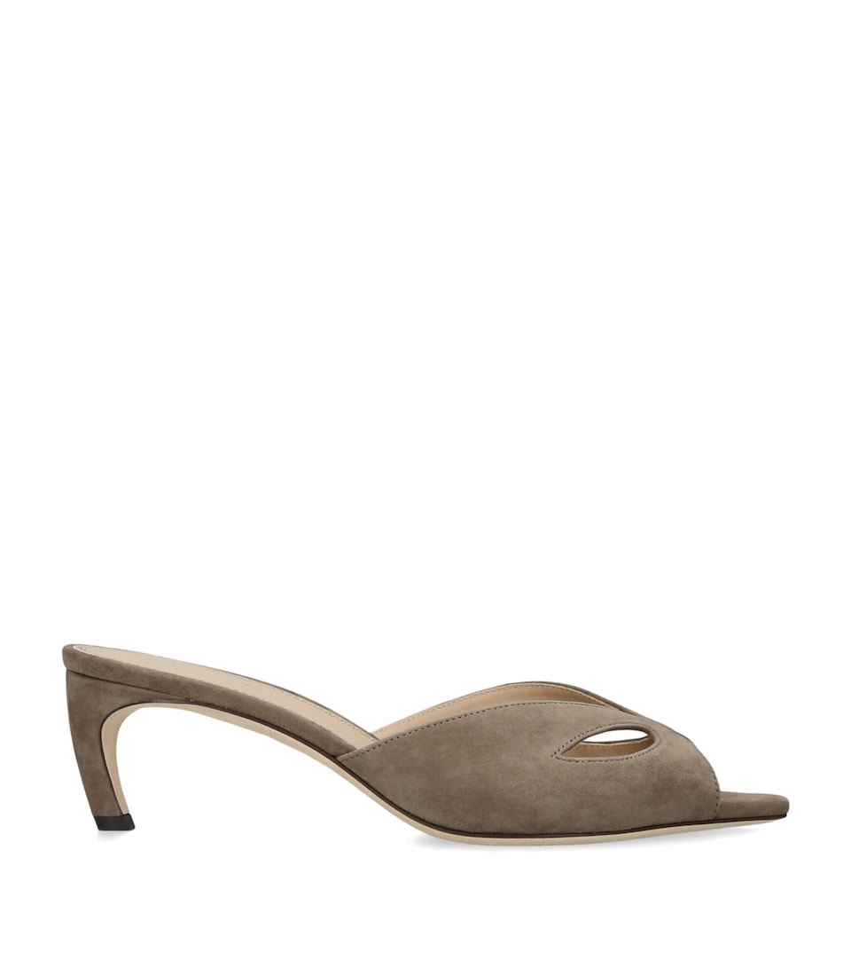 Victoria Beckham Suede Harlow Mask Mules 55 Taupe