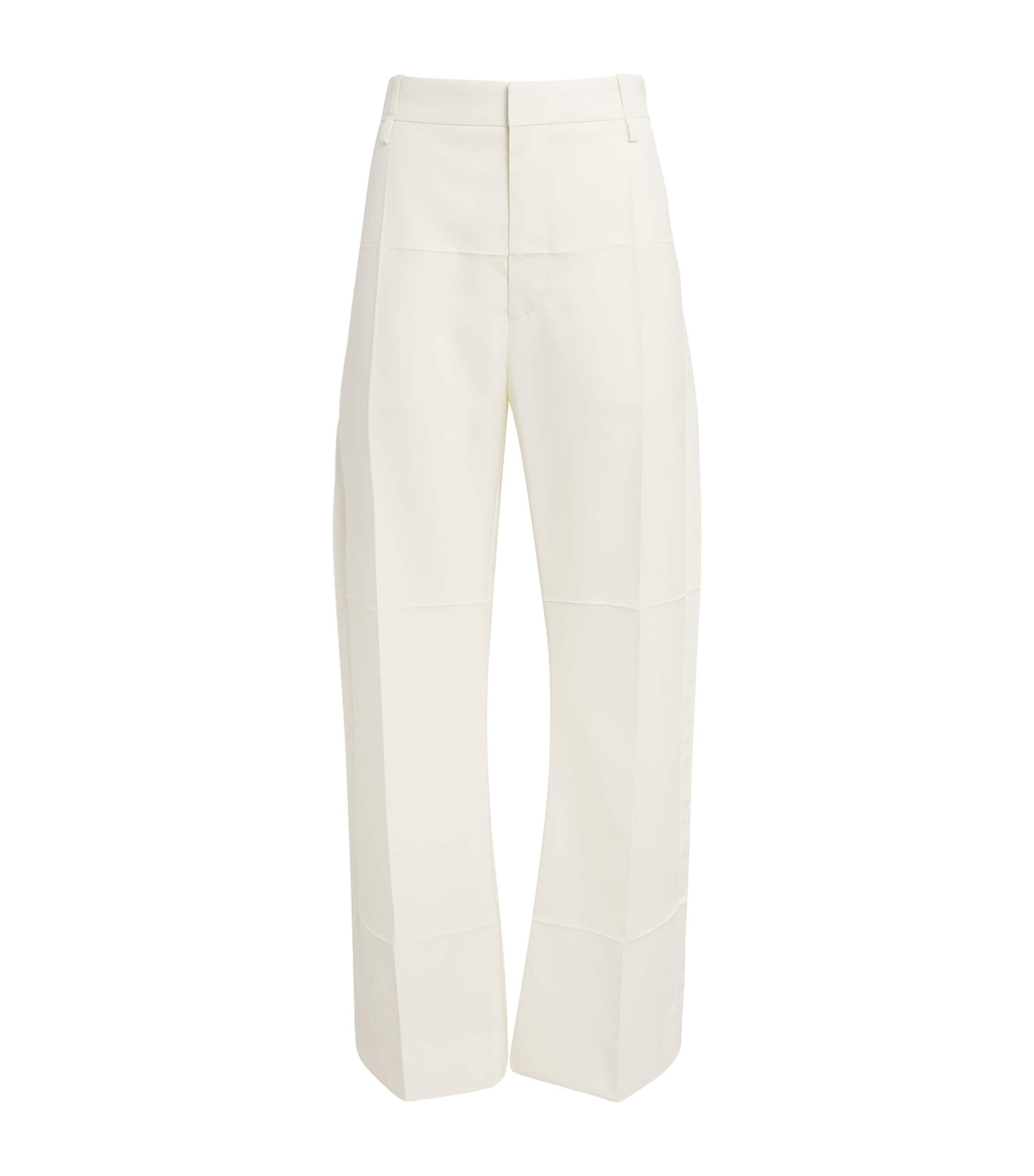 Victoria Beckham Womens Pleated Straight Trousers Off White