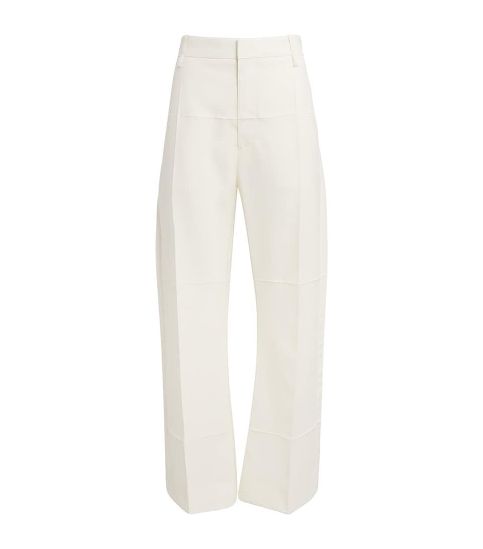 Victoria Beckham Womens Pleated Straight Trousers Off White