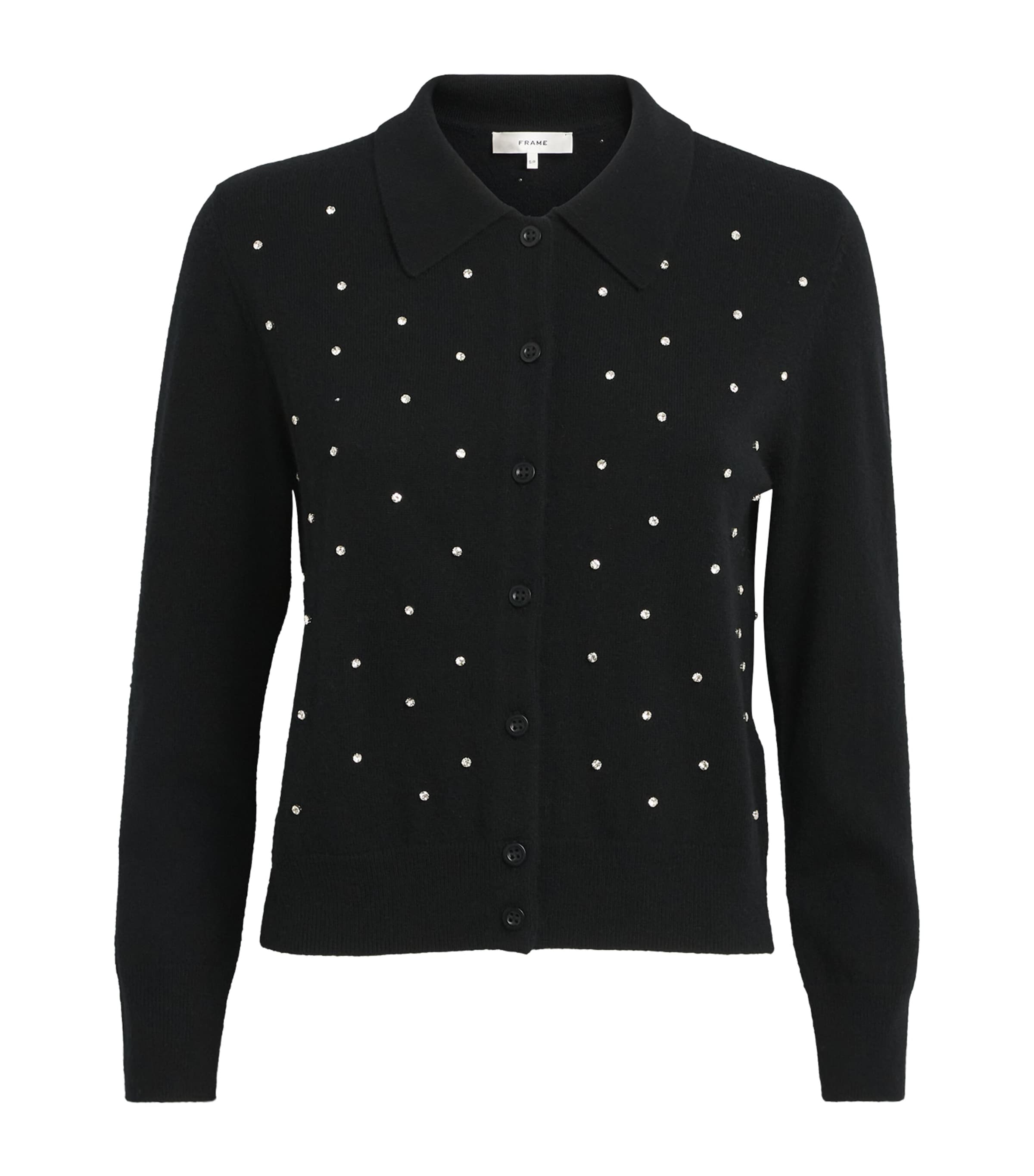 Wool-Cashmere Rhinestone-Embellished Cardigan